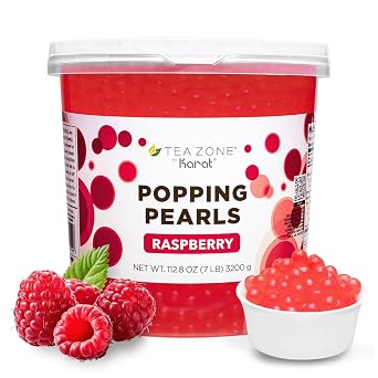 Tea Zone [7 Pounds] Raspberry POPPING PEARLSTM for Boba Tea Beverages, Sweets, Ice Cream Topping | B2063