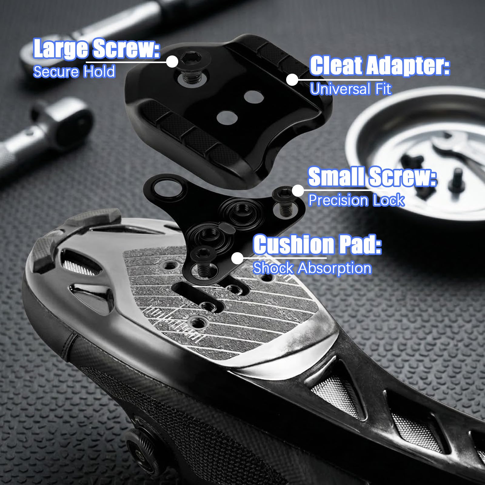 Set di Tacchette, Compatibile Con Adattatore per Piastra Shimano SPD SM-SH41 per Bicicletta, Scarpe da Corsa, MTB, Pedali 3 Fori, Piastre per Pedale Bicicletta