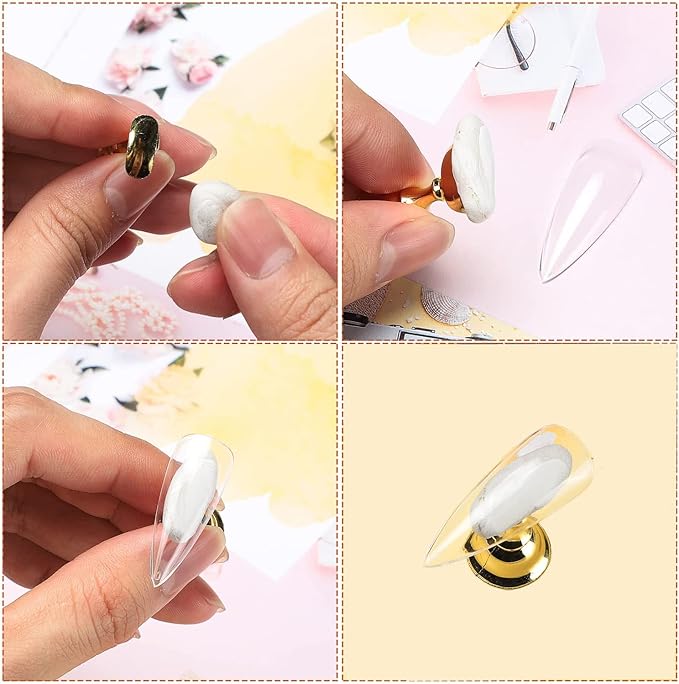 Soporte Acrílico para Uñas Magnético con Masilla Reutilizable 2 Piezas Dorado miniatura 5