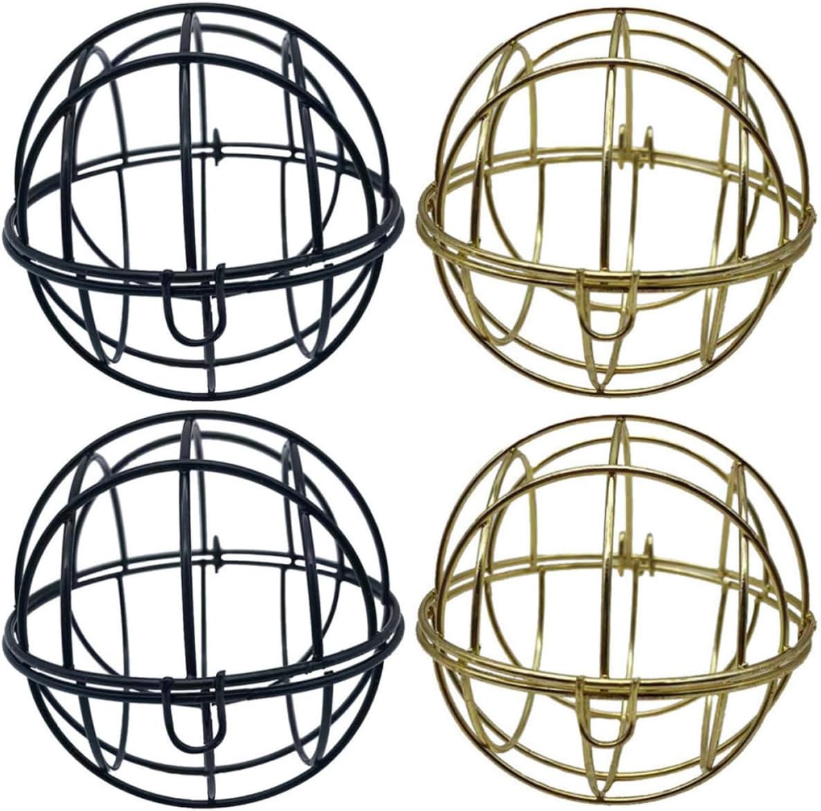 4pcs Birdcage Feeder Hanging Food Holder Iron Golden Black