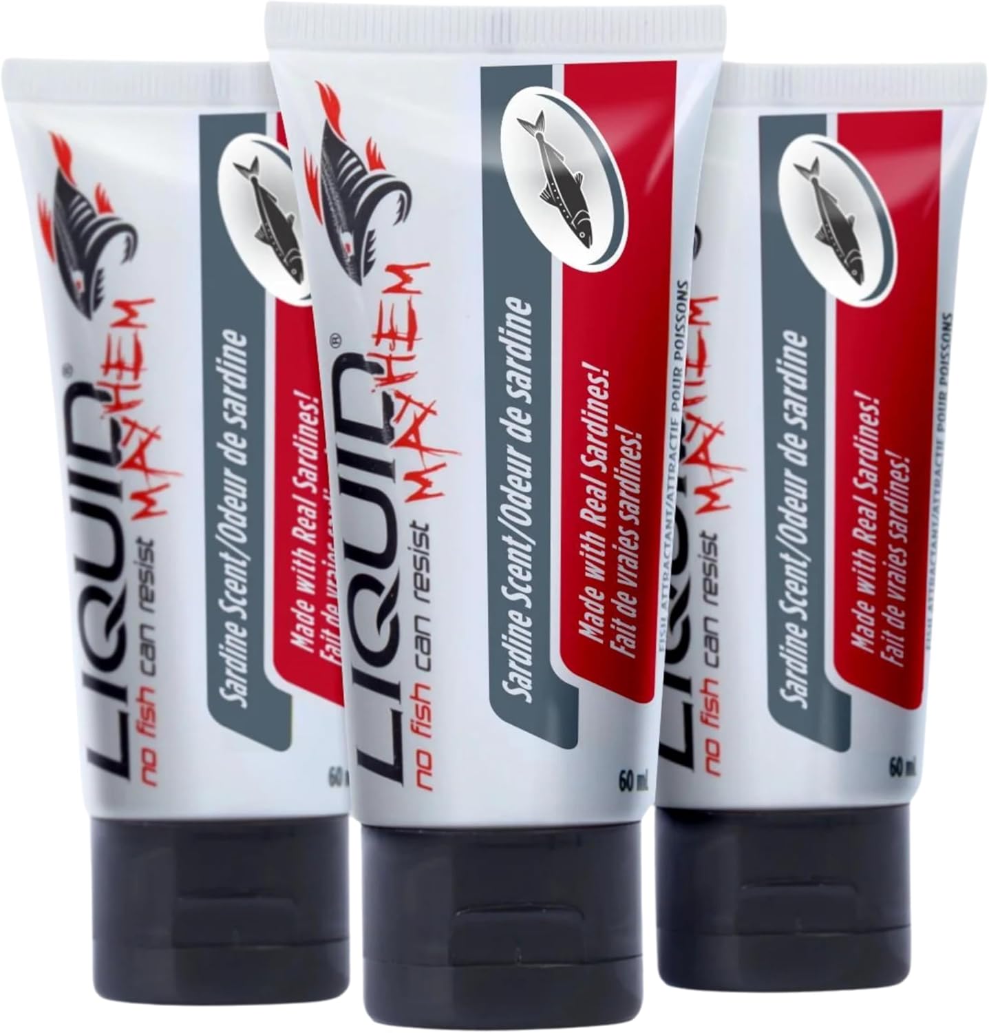 Liquid Mayhem Sardine Fish Attractant Gel 60 ml / 2 oz · 60 Uses– Real Sardine Bait & Aminos | UV-Enhanced Long-Lasting Gel – All Lure Types