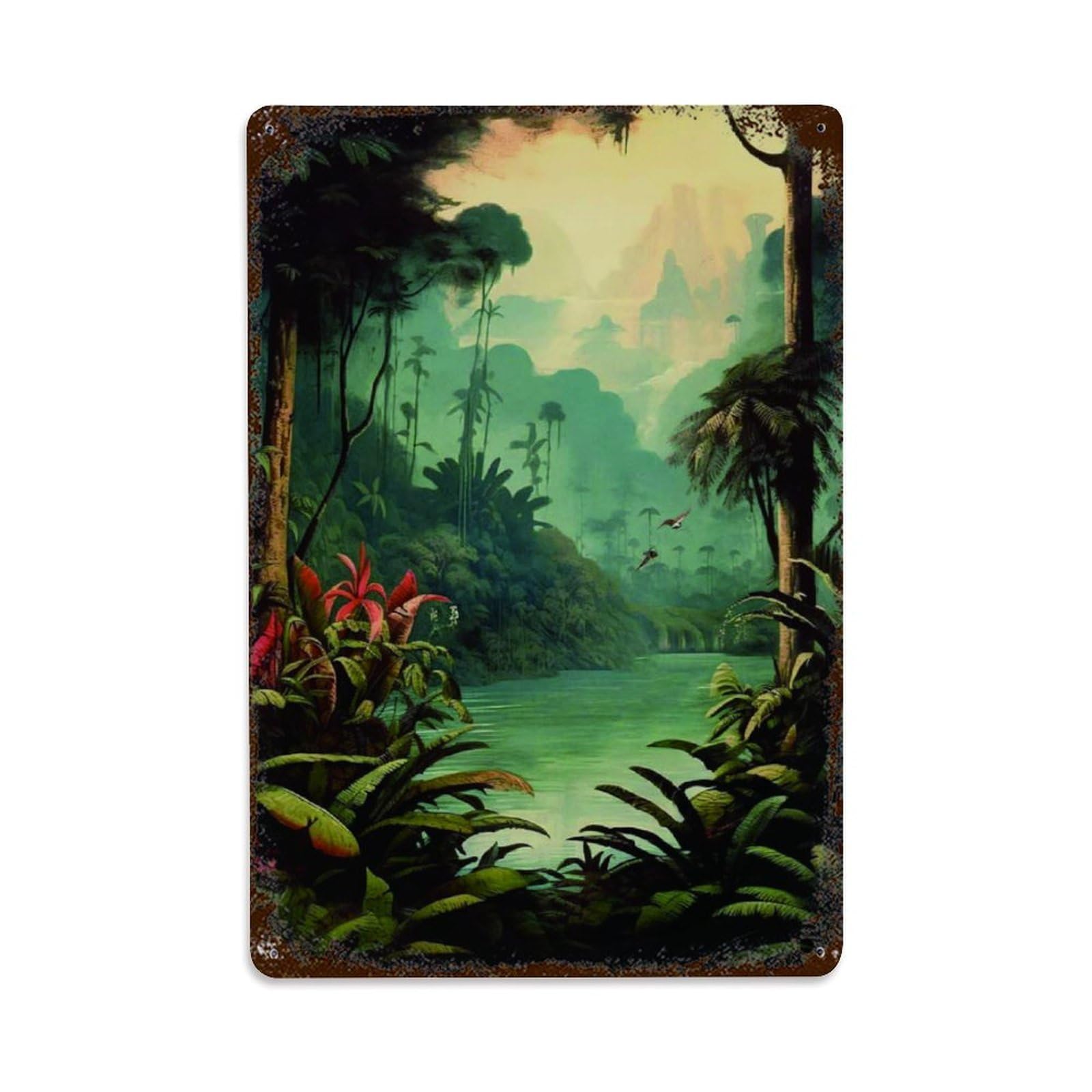 Ldfuieksufg Style Vintage Tropical Rainforest Landscape Metal Sign Vintage Aluminium Metal Sign, Retro Wall Decor For Home, Bar, Garage & Farmhouse 30X20cm