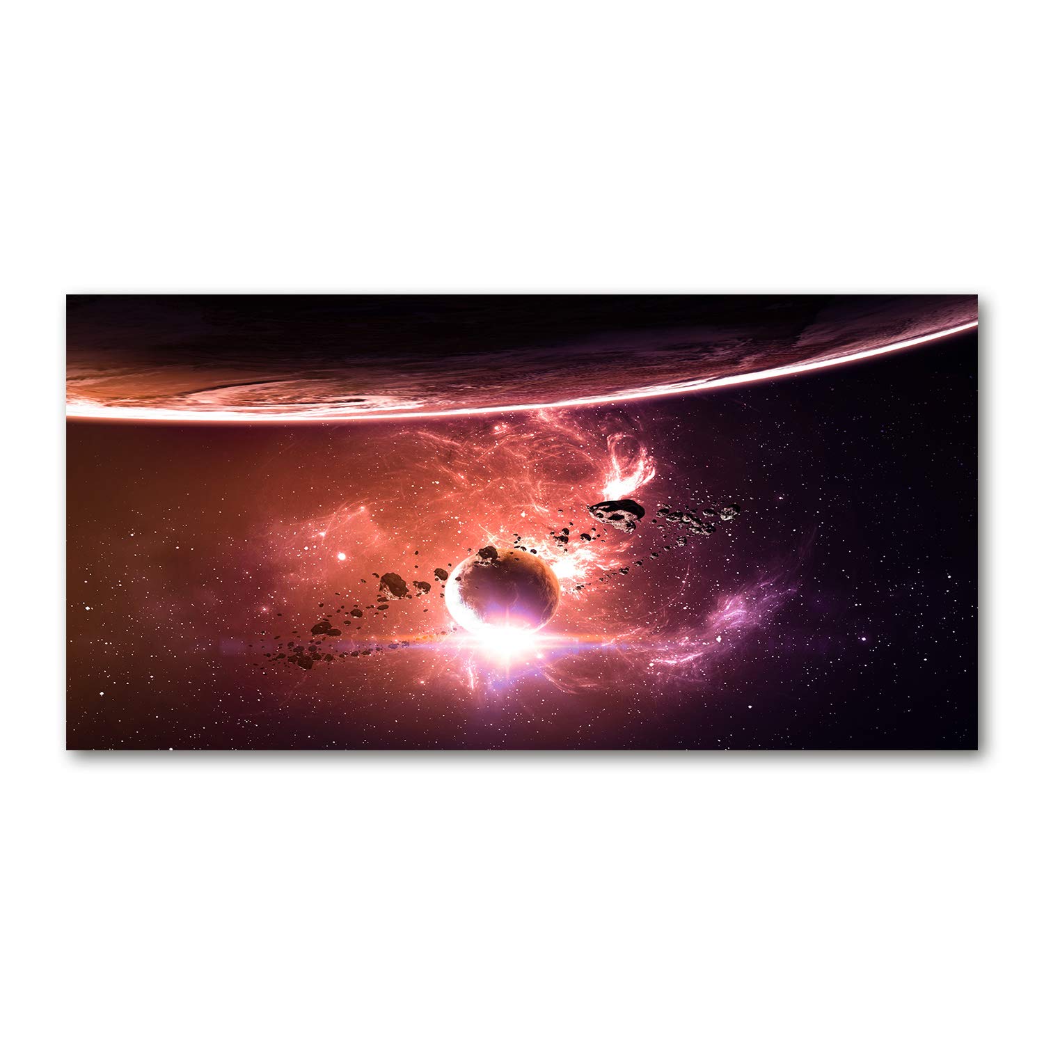 Décoration murale galaxie orange 140x70 pour grand mur vide plexiglas