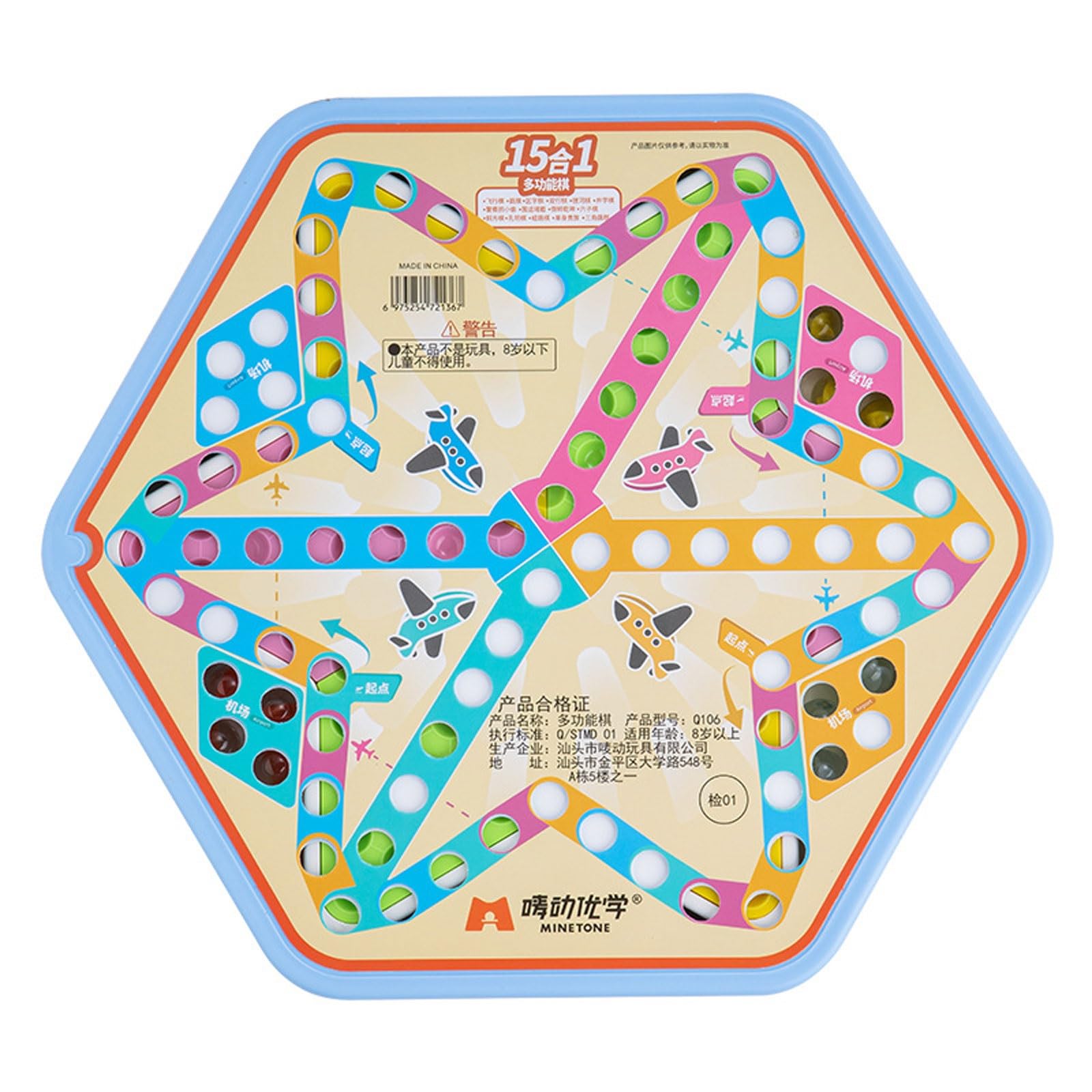 Échecs Jeu de société Hexagon 15-en-1 avec échecs Volants