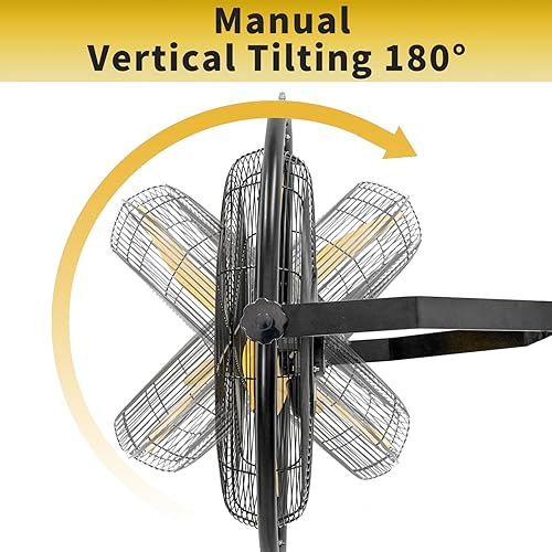 Miniatura 4 de HiCFM Ventilador de pared con control remoto de 20 pulgadas, ventiladores de pared oscilantes de alta velocidad de 5100 CFM de 3 velocidades con