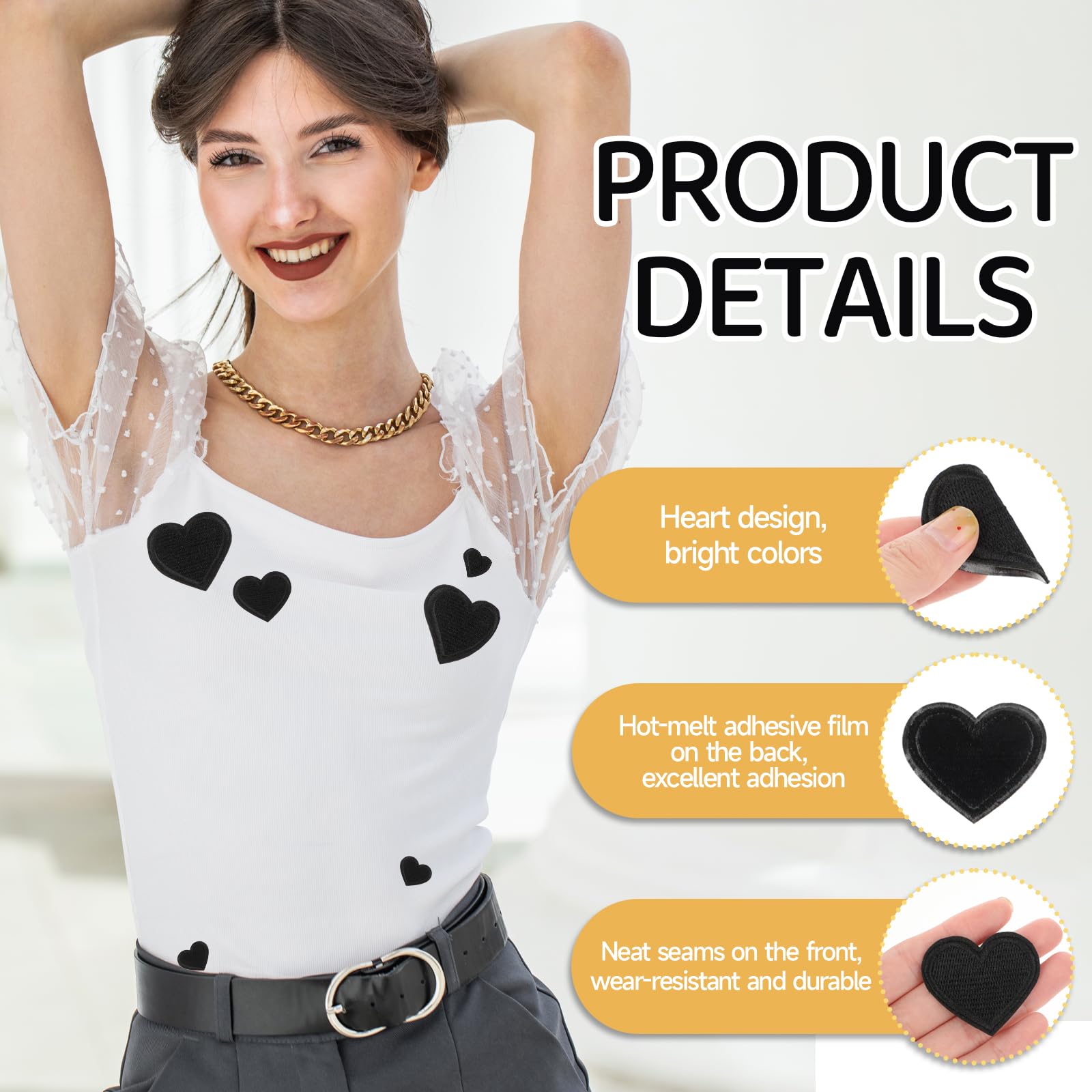 Toppe Termoadesive A Cuore - 24 Pezzi In 4 Misure Per Decorare Jeans, Zaini E Cappelli - Foto 3