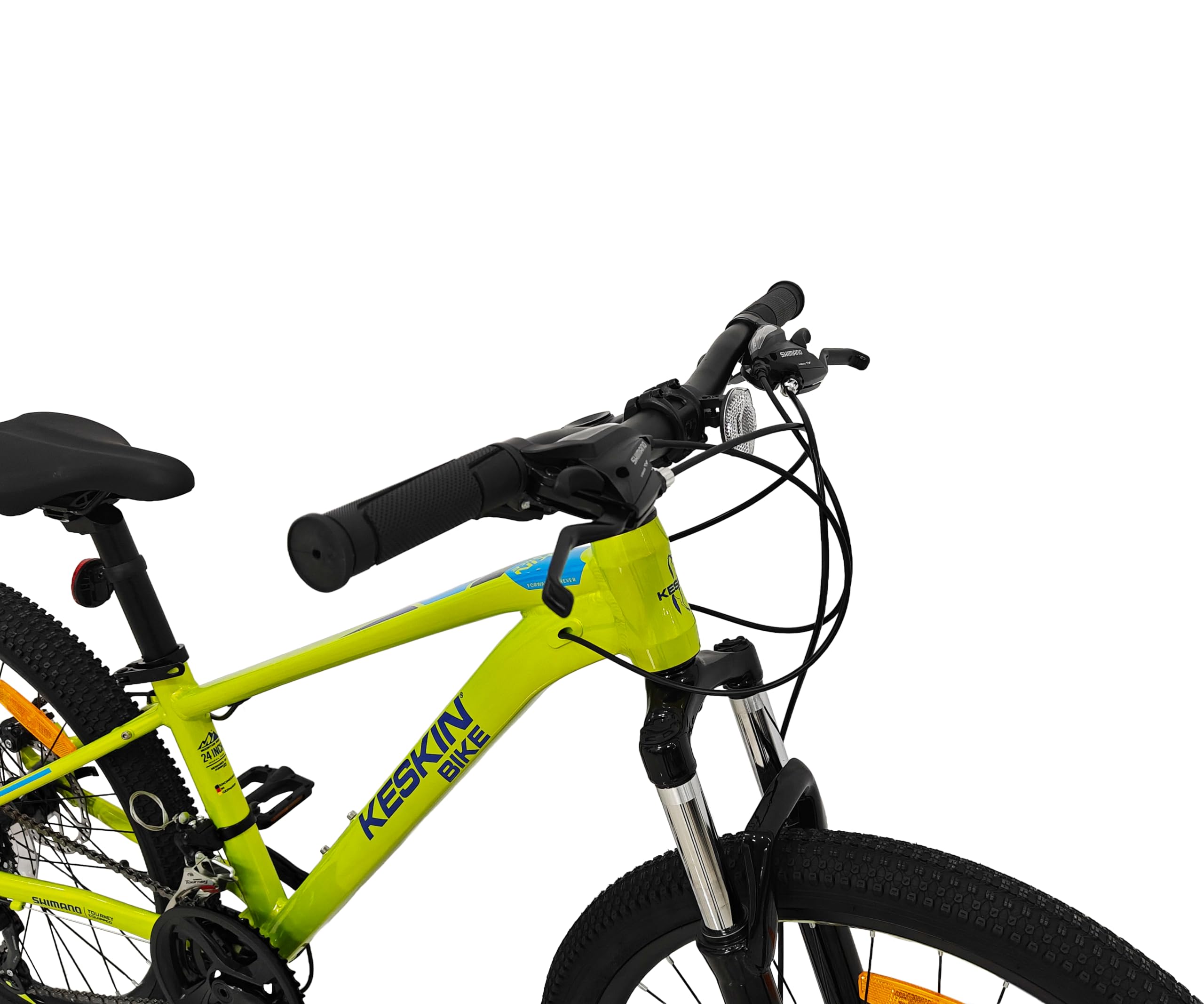 Keskin HT MTB1 VTT pour Enfant 24" – 21 Vitesses, pneus 2,35", Freins à Disque, Cadre en Aluminium, Vert Fluo