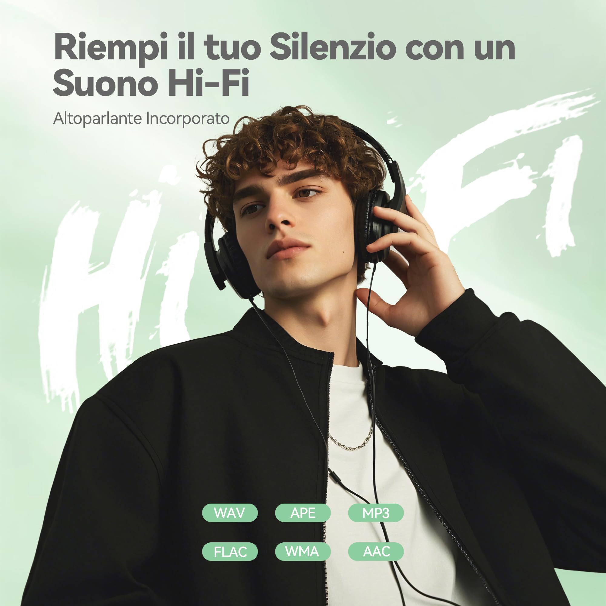 AGPTEK Lettore MP3 Bluetooth 5.3, Lettore Musicale da 64 GB in Metallo, Schermo da 2,4", Qualità Sonora HiFi, MP4 con Pulsanti Touch, Altoparlante, Radio FM, Registratore, 60 Ore di Musica, Verde