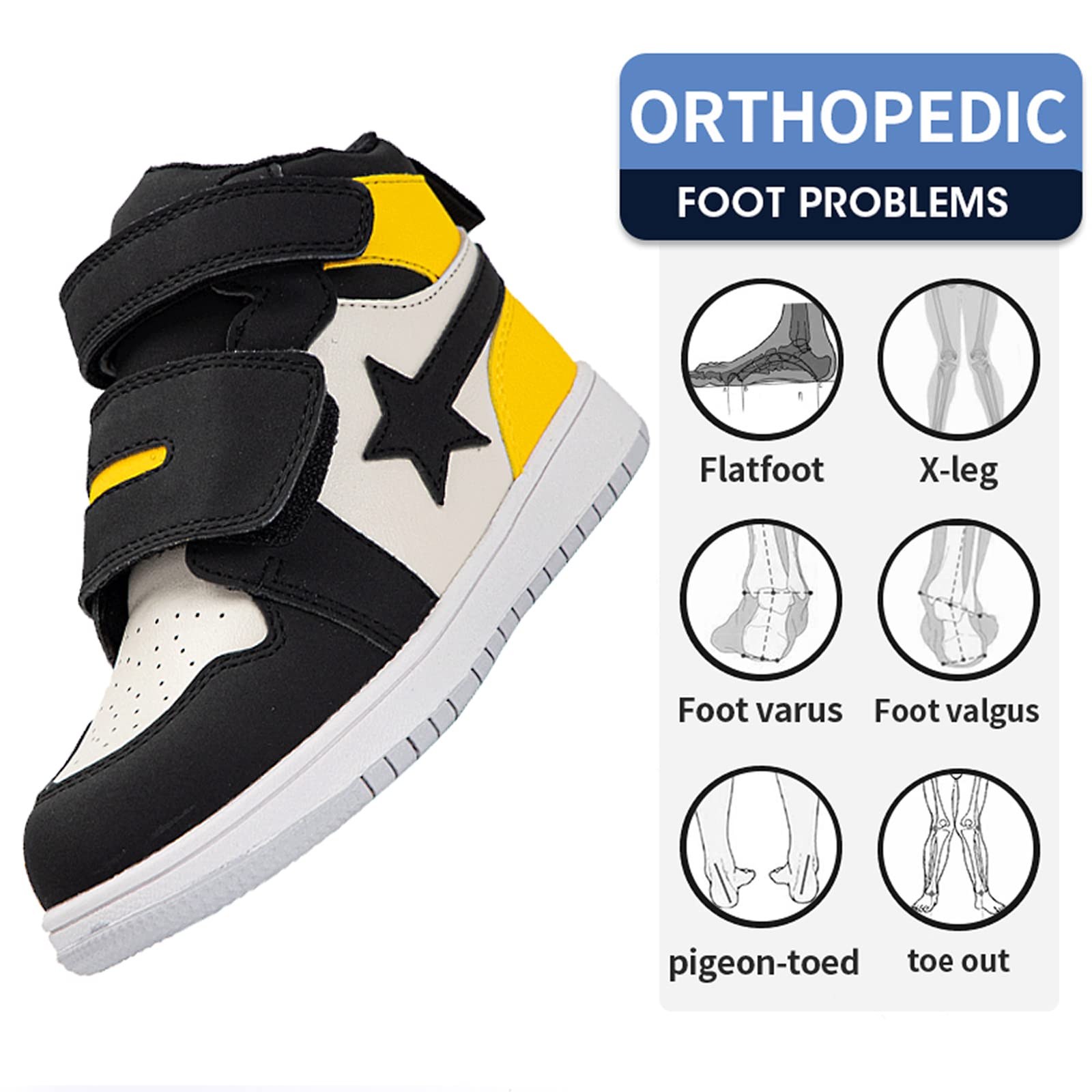 Zapatos ortopédicos para niños y niños pequeños,Zapatillas de Apoyo para el Arco y el Tobillo para niños,Ideales para Corregir y prevenir los pies Planos y los pies Varus/Valgus