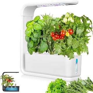 Hydroponics Growing, Indoor Herb Garden,Adjustable Light Stand, Transparent Water Level, Smart Garden Hydroponic Indoor (White)