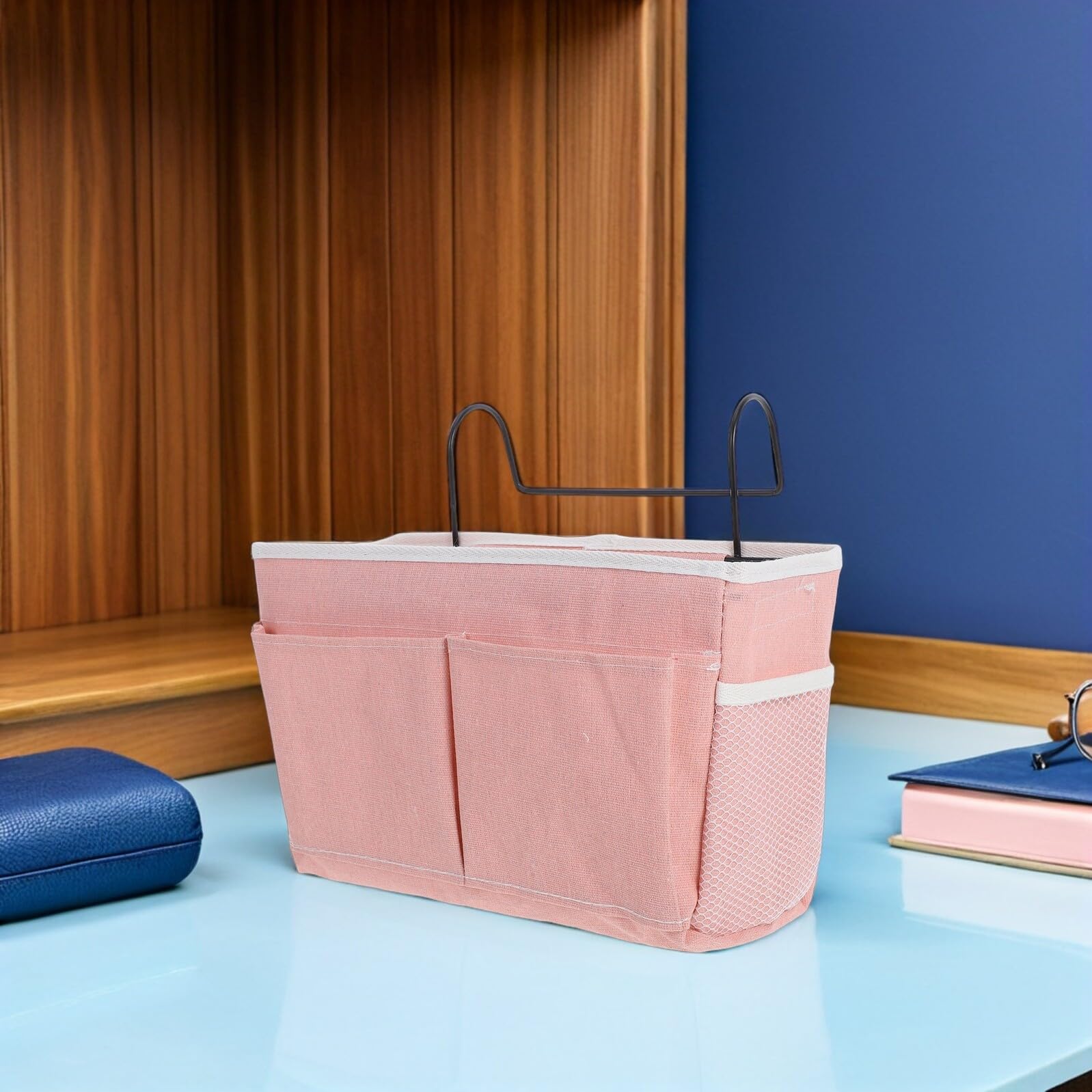 Levemolo 2 Stück Betttasche aus Hochwertigem Stoff Multifunktionaler Hänge Organizer mit Fächern für Bücher Magazine und Kleinigkeiten Platzsparend für Studentenwohnheim Hochbett und