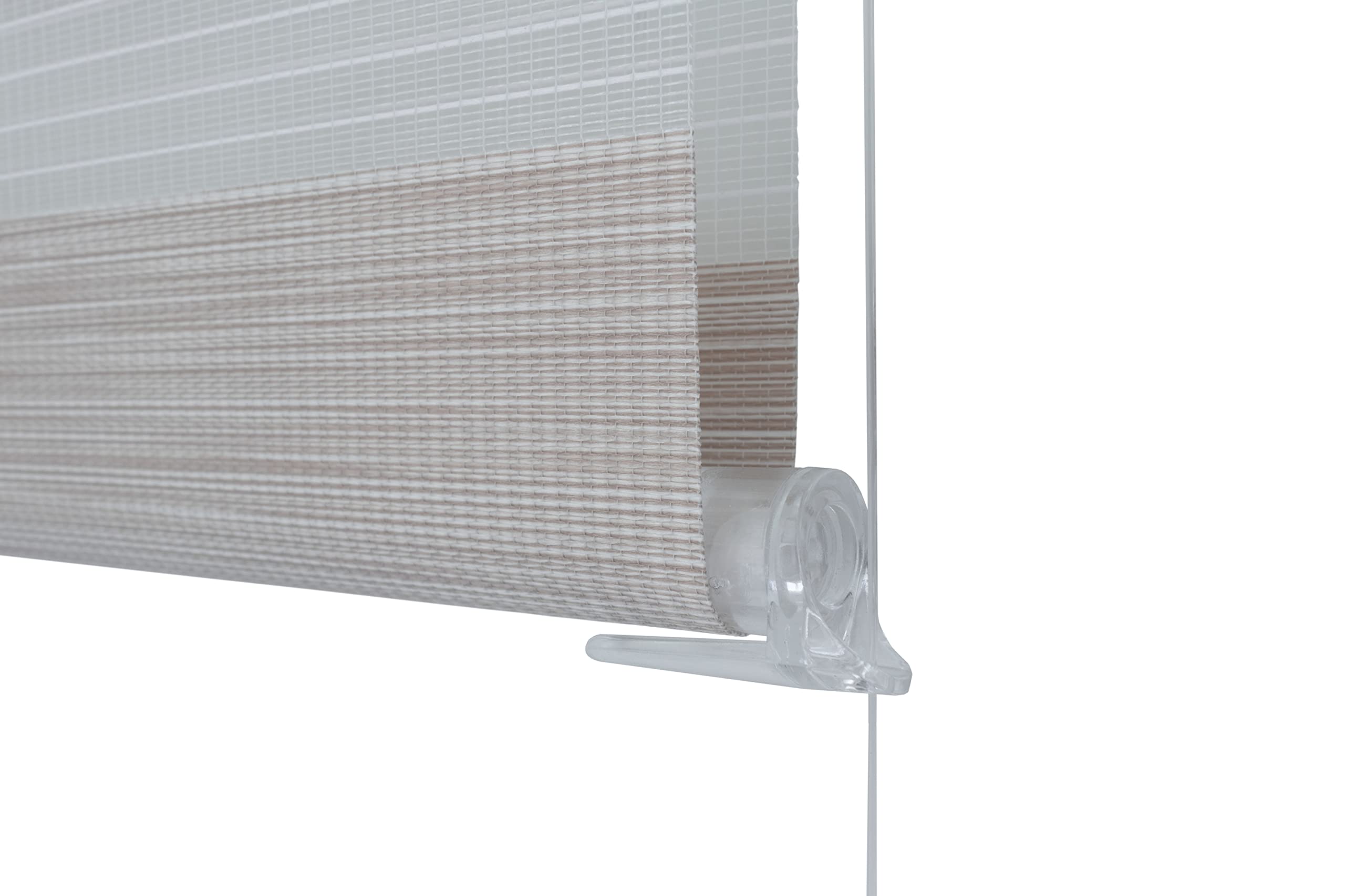 Doppelrollo Klemmfix ohne Bohren - 120 x 160 cm, Hellgrau meliert - lichtdurchlässig & Blickdicht - Duo Rollo für Fenster innen, Klemmrollo - Stoffbreite 116 cm