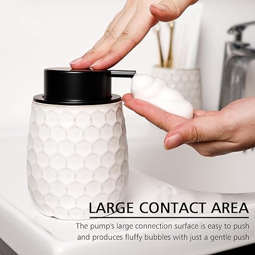 Miniatura 2 de Dispensador de jabón espumoso, dispensador de jabón de manos de espuma de cerámica de 13 onzas con diseño de panal para cocina o baño, dispensador