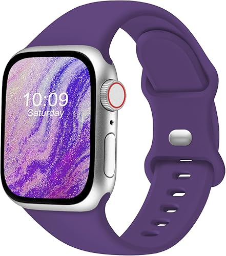 Sport Bands Compatible with Apple Watch 38mm 40mm 41mm 42mm 44mm 45mm 49mm, Soft Silicone Replacement Accessory Strap Wristband for iWatch Series