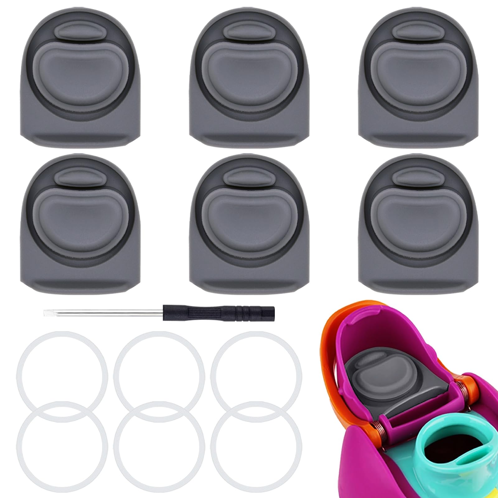 ZUGHXMS 6 Sets Replacement Rubber Stopper and O Ring Gasket Compatible with Owala FreeSip 24oz 32oz,Water Bottle Lid Insert Cap Seal Parts for Owala 16/19/24/25/32/40oz Mouth piece Accessories H1