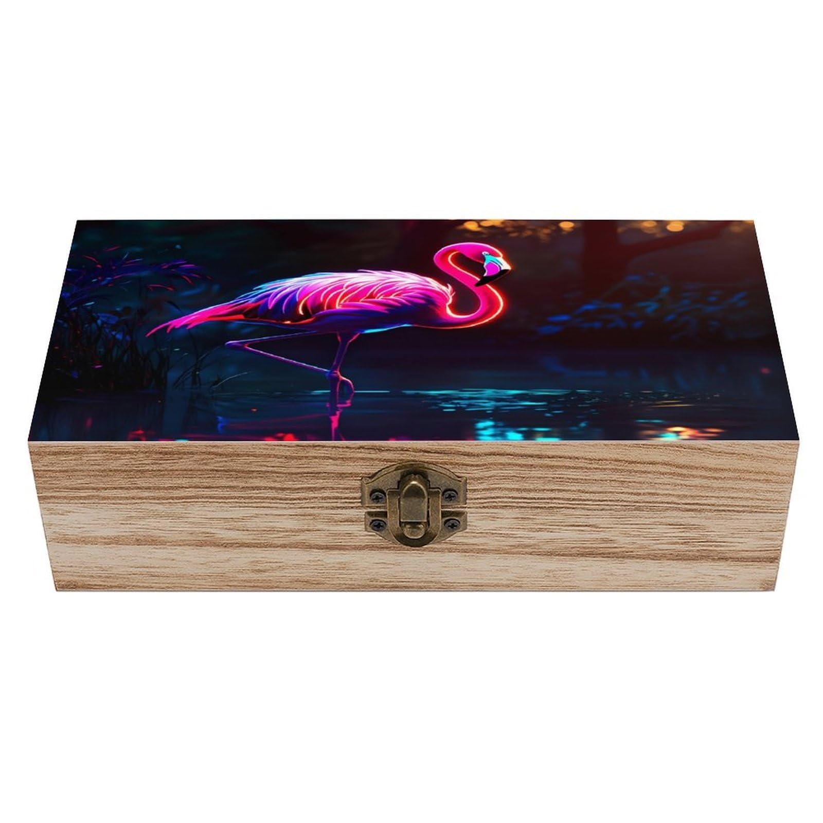 asbwuo Flamingo Vintage Wooden Keepsake Box