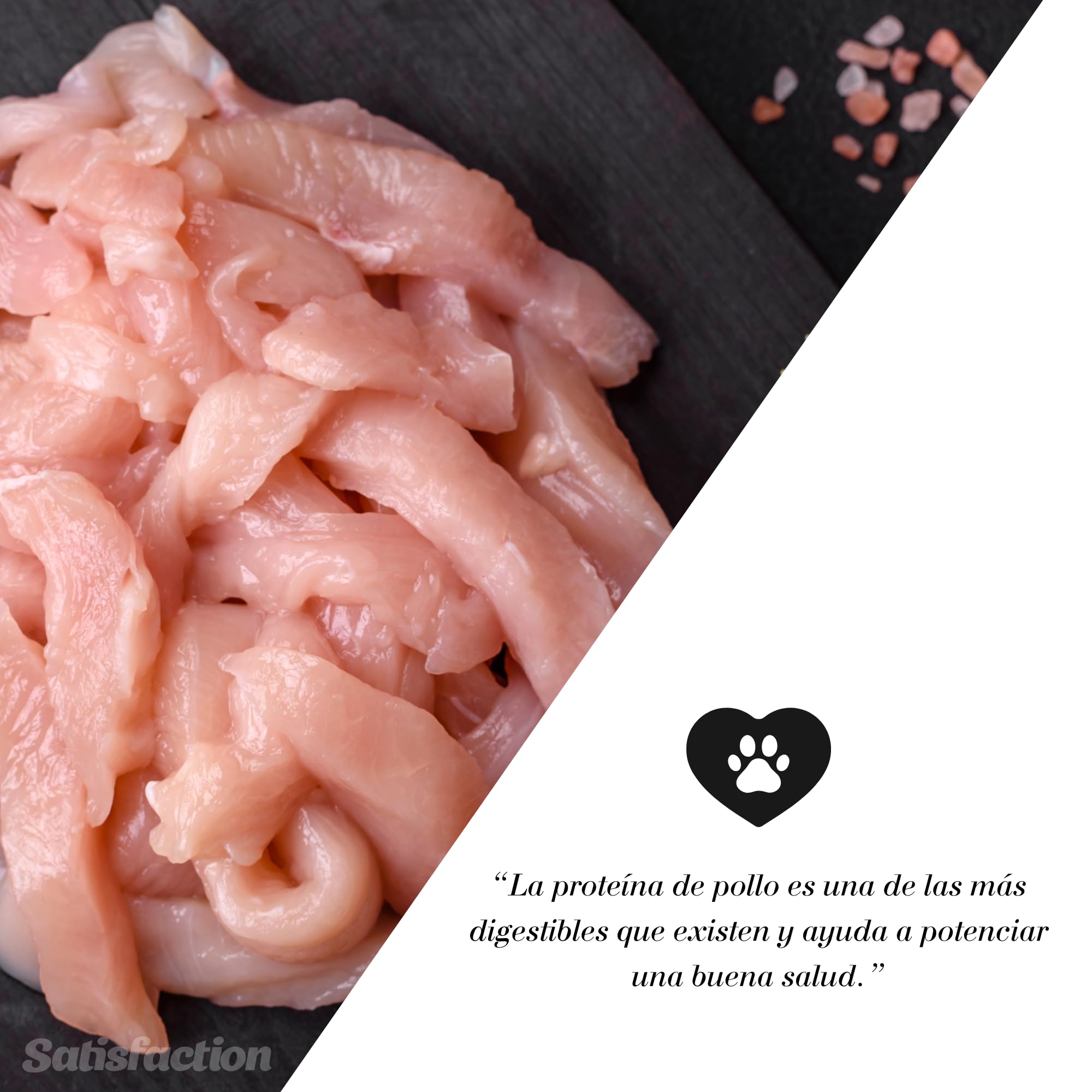 Satisfaction Senior 12 kg- pienso para Perros Mayores de +7 años. Menor cantidad de Grasas y Niveles moderados de proteínas. Elaborada con Pollo Fresco y arroz.
