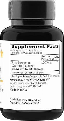 Miniatura 2 de MONOHERB Extracto de Bergamota Cítrica 1000 mg - 90 Cápsulas Vegetarianas
