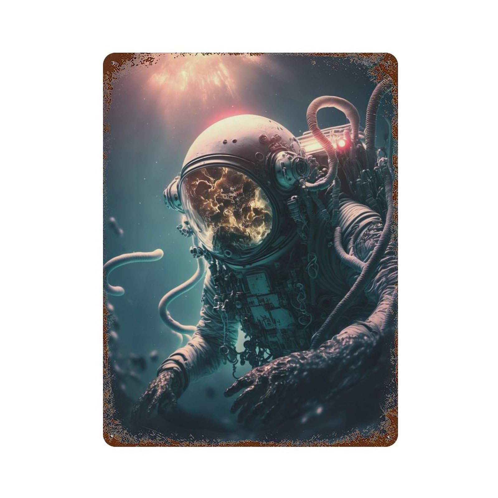 Rust Effect Diving Into The Unknown Rusty Metal Tin Sign 15.7"x11.8", Old School Wall Decor for Farmhouse, Kitchen And Entryway Decor