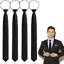 4 Piece Men's Tie Set, Adjustable Tie Set for Men with Zip, Pre-Tied Knot Men for Ties Wedding Ties, Funeral Tie, Zip