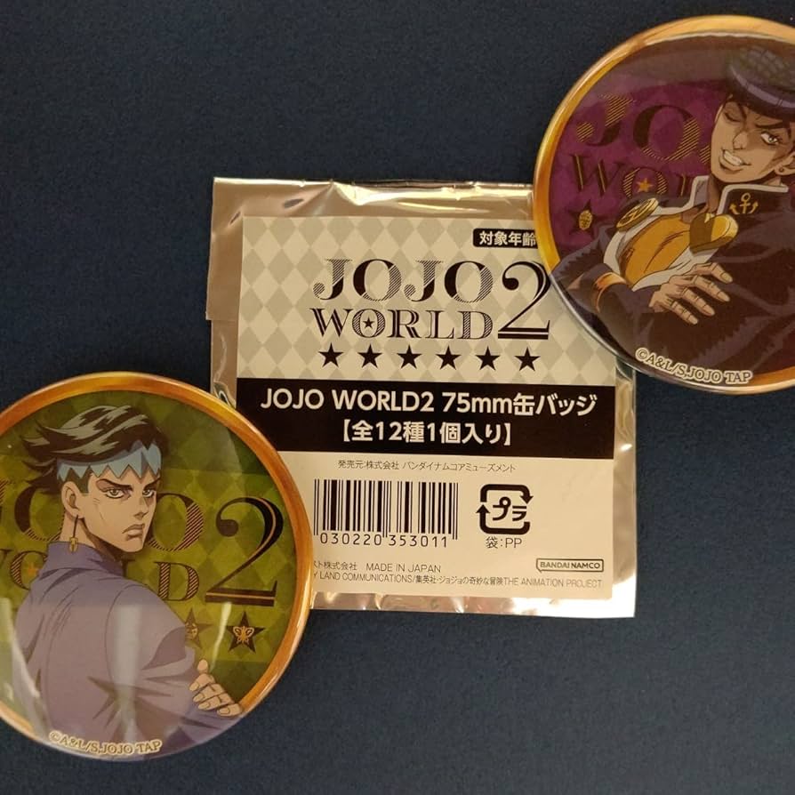 ジョジョワールド2 東方仗助 缶バッジ ジョジョ 東方仗助 グリッター缶バッジ ジョジョワールドQ