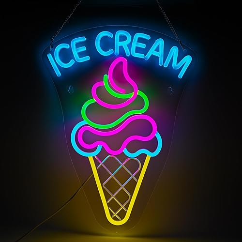 Letrero de neón de helado, luz LED regulable para barra de postre para decoración de negocios y fiestas, regalos de cumpleaños de Navidad para