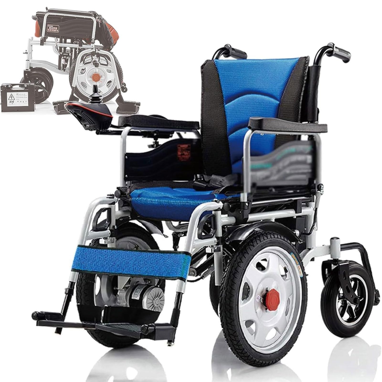 Silla De Ruedas Eléctrica Plegable, Con Batería De Litio Extraíble De 12 Ah, Scooters De Movilidad Motorizados Para Personas Mayores Discapacitadas (Azul)