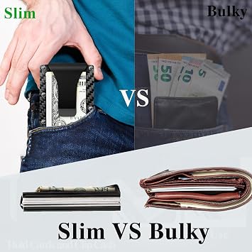 Minimalist Wallet with RFID Blocking,Slim Credit Card Holder with Aluminum Money Clip Wallet for Men and Women,Metal Wallets for Mens Front Pocket as Gifts (Carbon fiber)