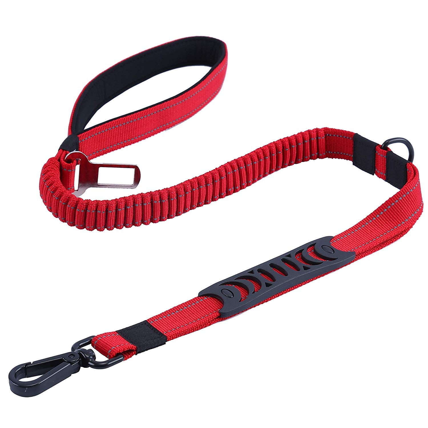 PETEMOO Dog Leash - Reflective Nylon Dog Training Rope with Padded Handles - Dog Car Seat Belt - Strong No Pull Bungee for Shock Absorption