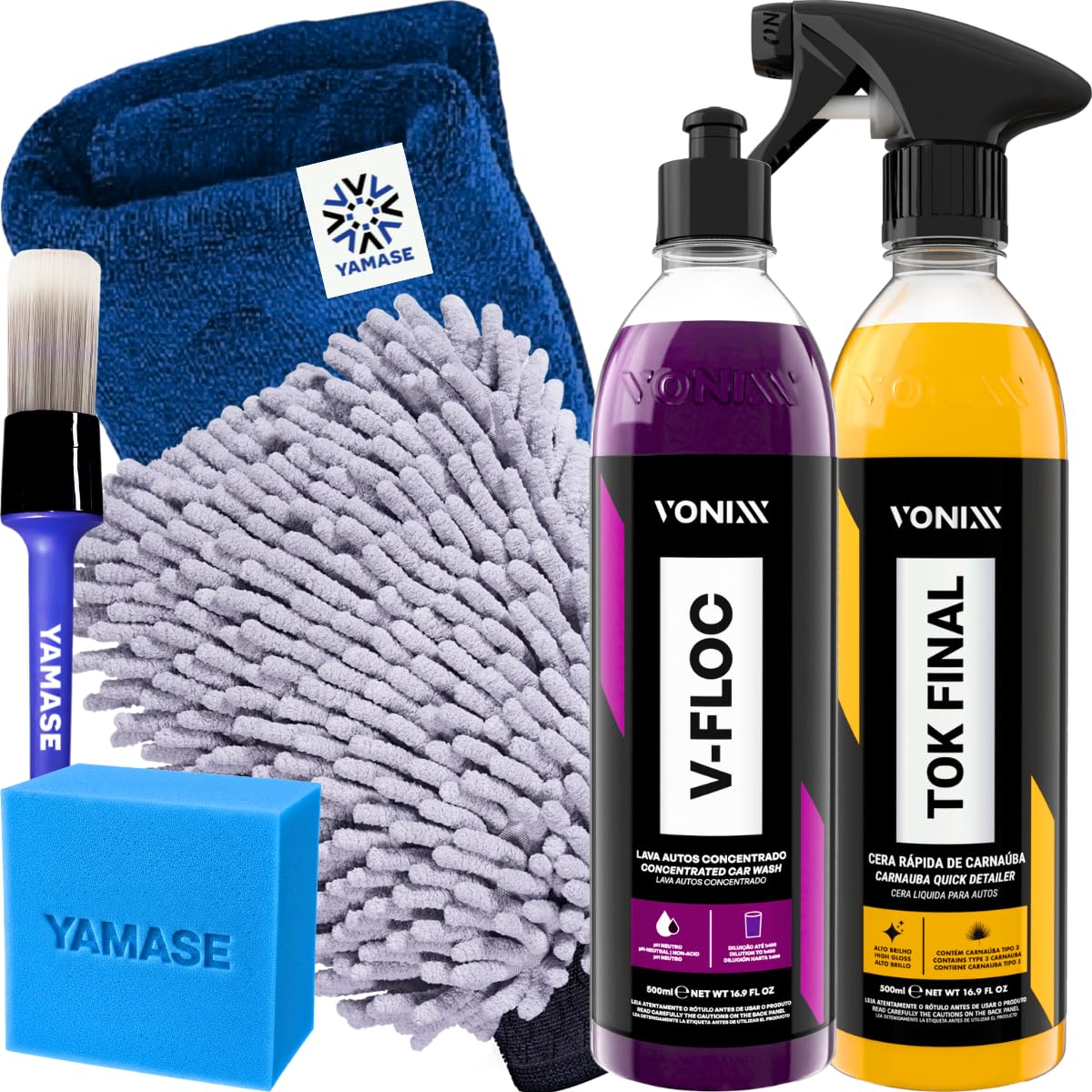 Kit V-Floc Shampoo Neutro Super Concentrado Automotivo + Cera