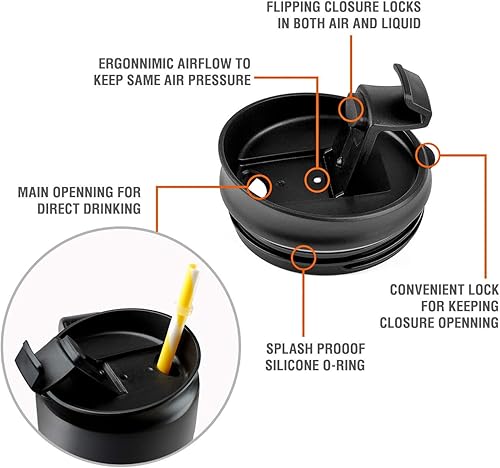 Miniatura 68 de HAUSHOF Taza de viaje de 24 onzas con asa, taza de café aislada al vacío de acero inoxidable, tazas de viaje de doble pared con tapa a prueba