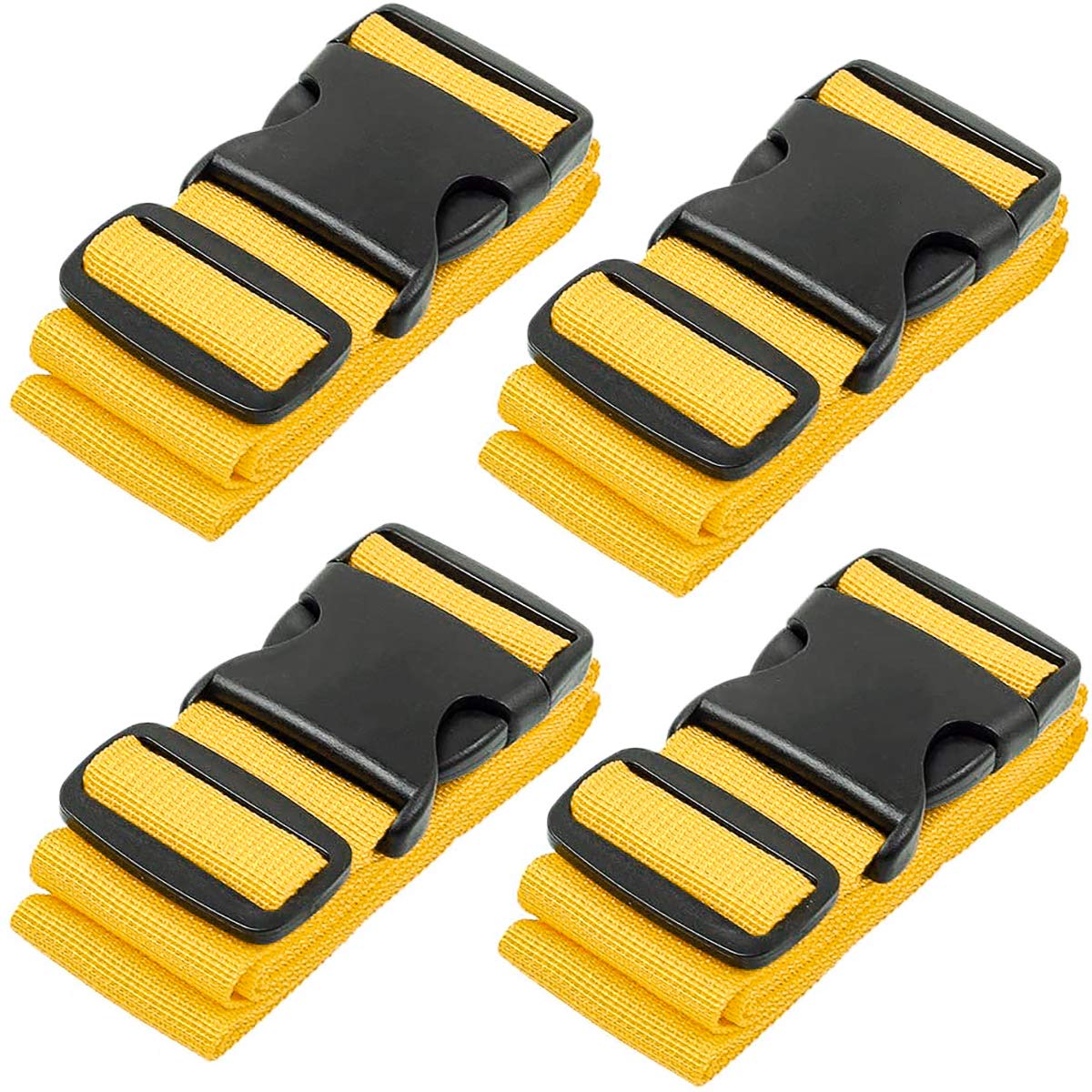 BlueCosto Luggage Straps for Suitcases (Yellow, 4 PK), Premium Nylon