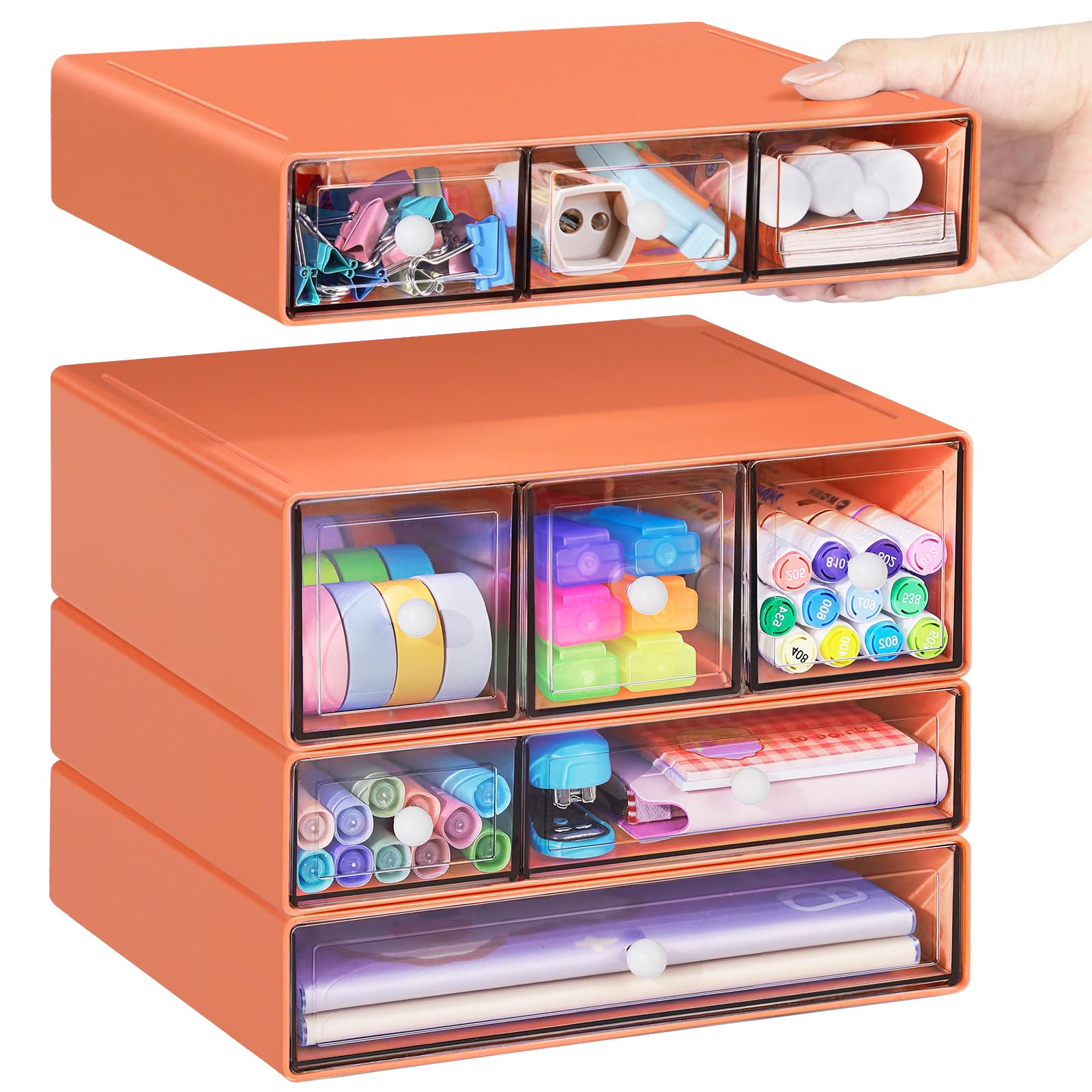 Organiseur de bureau empilable orange pour ne plus jamais perdre vos petits bijoux et accessoires