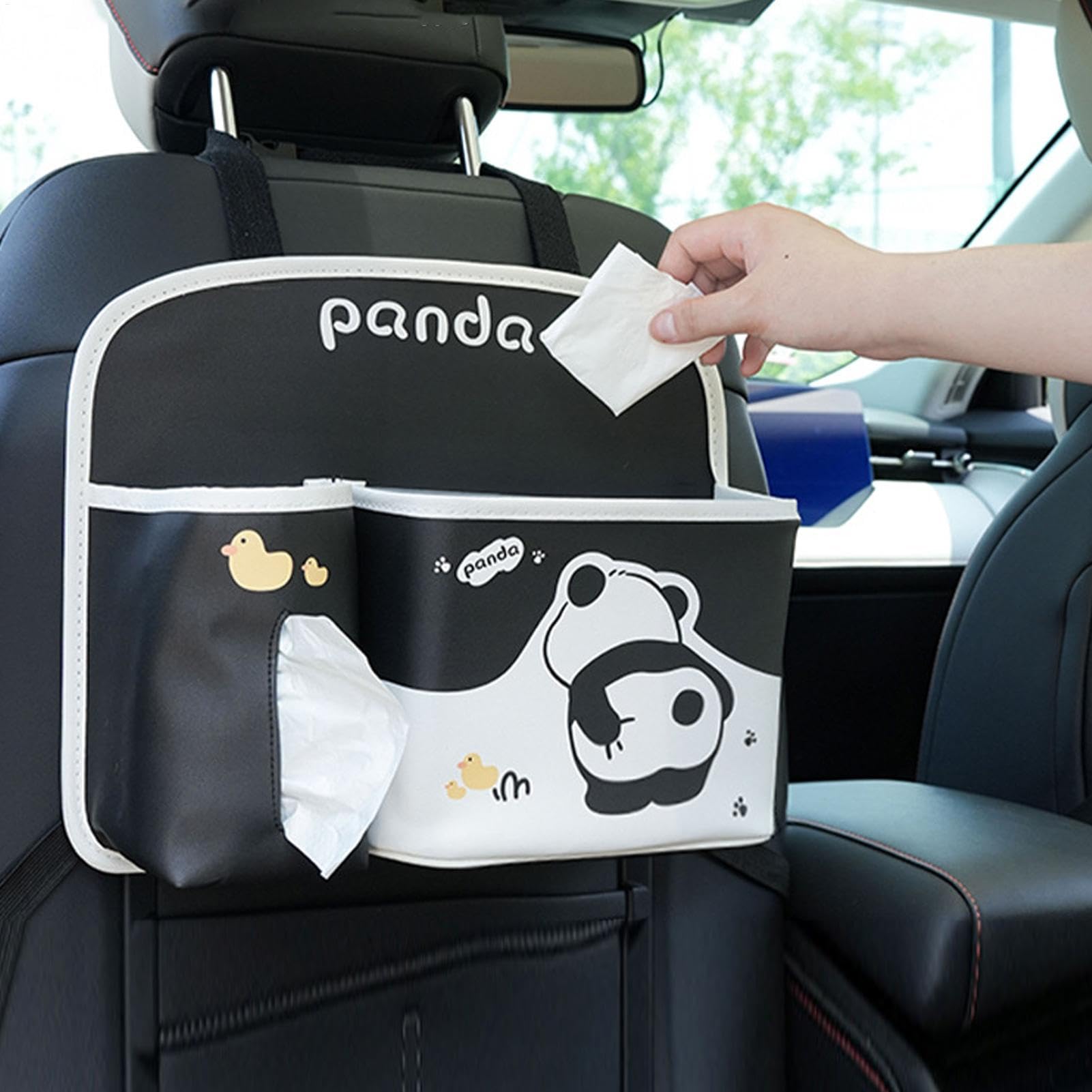 Organizer Auto per Bambini Antimacchia capiente design panda | Paracalci Sedile con Portatablet Viaggio Bambini E Adulti Interni Auto