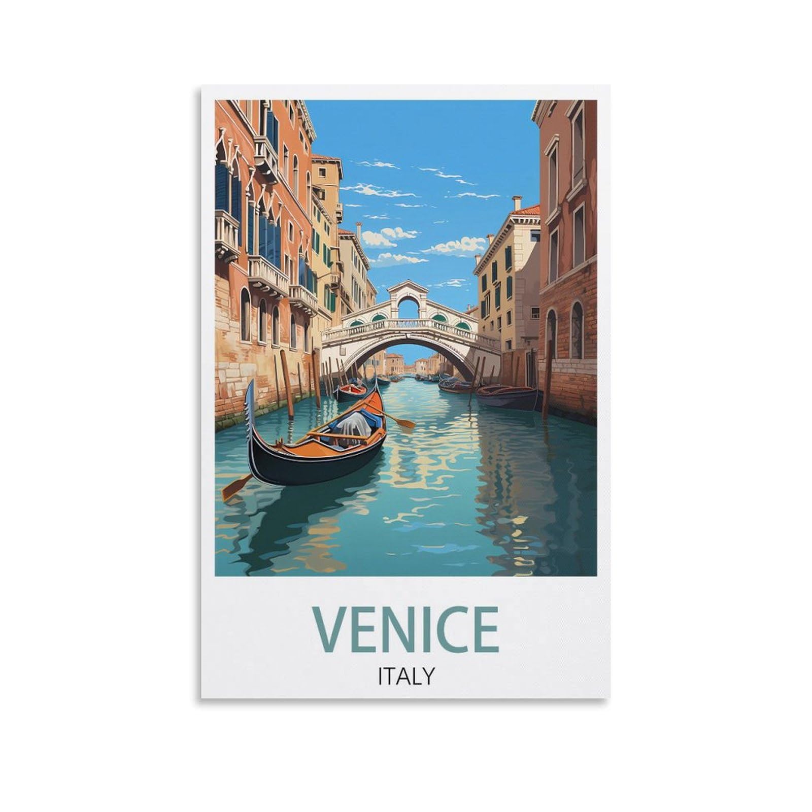 Lhjoiun Unframe-Style Venice Italy Vintage Travel Posters Landscape 16X24inch(40X60cm) Art Canvas Print For Living Room Bedroom Home Decoration Modern Art