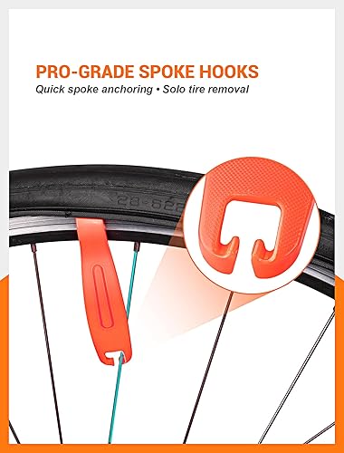 Miniatura 5 de Palancas para neumáticos de bicicleta 3 palancas de neumáticos ultra fuertes y 2 cucharas de neumáticos de acero inoxidable, herramienta de