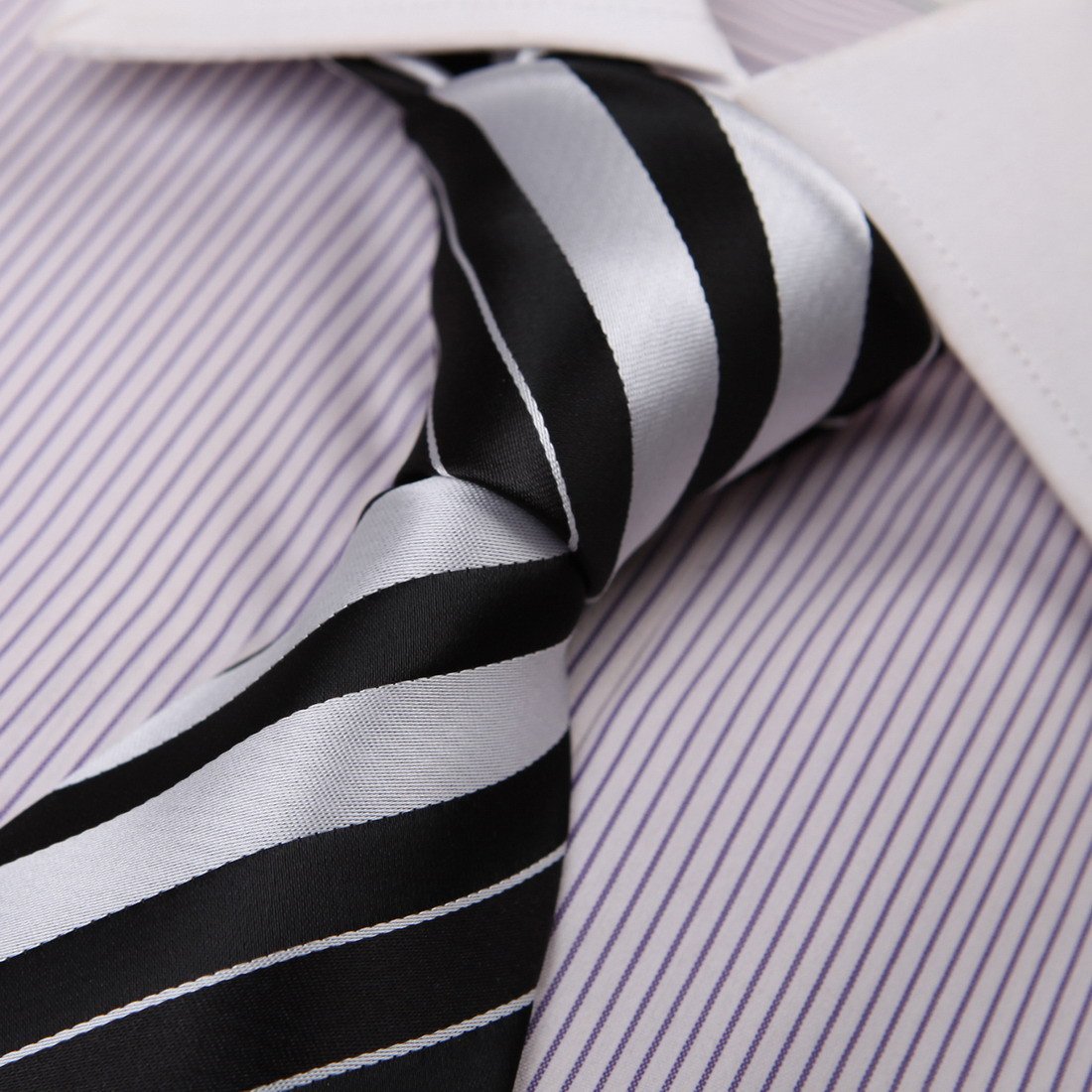 DAN SMITH Black,White Tie For Party Stripe Tie Poly DAA7A25D Black