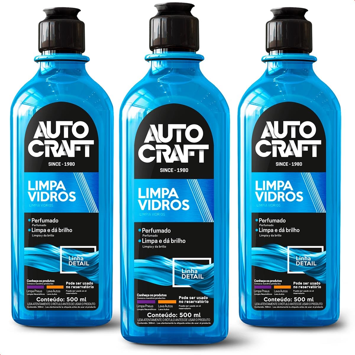 KIT 3 Limpa Vidros Automotivo Autocraft Pro auto 500Ml