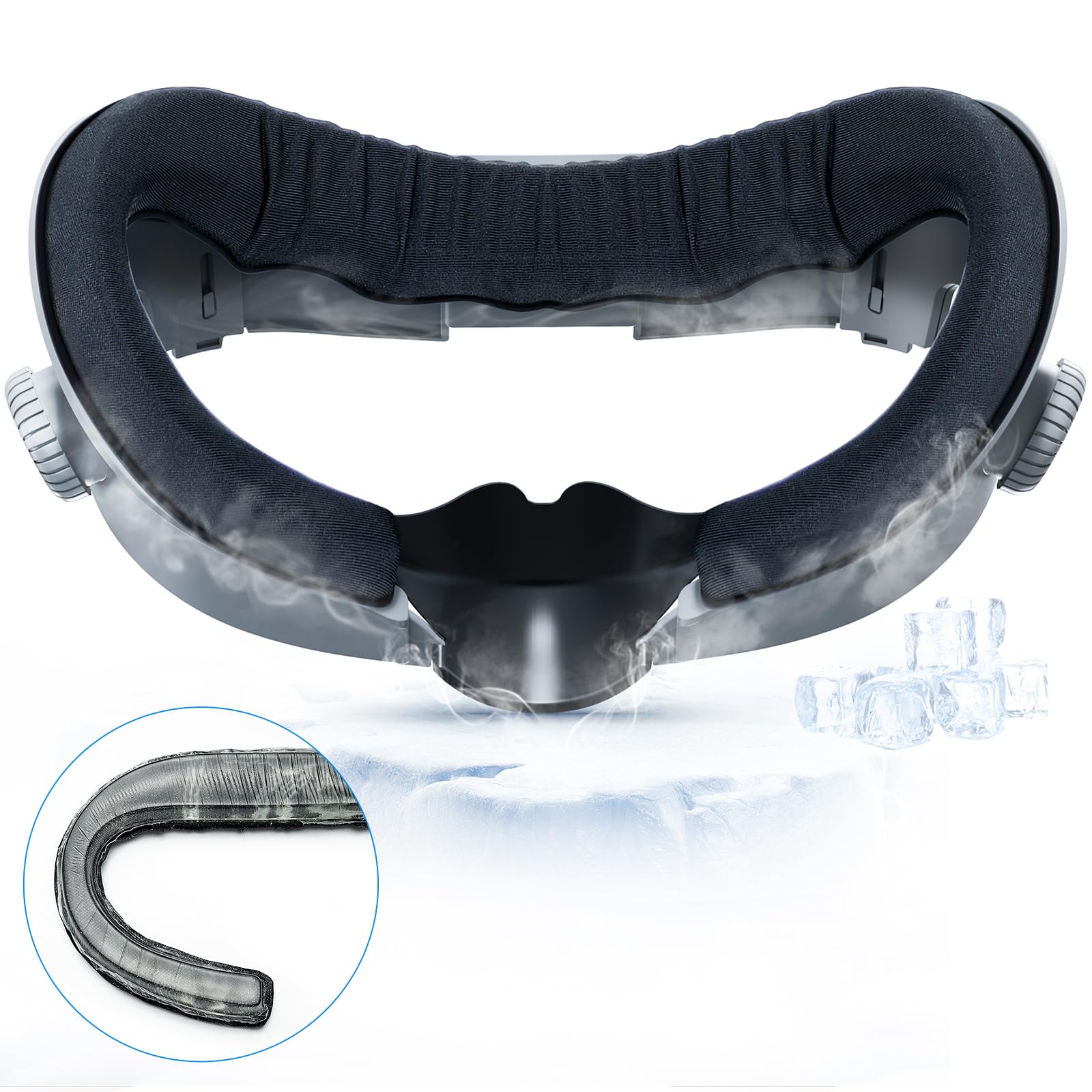 LEKOYE Cooling Gel Face Pad Cover for Oculus Quest 3, Adjustable Facial Interface Frame with Soft Face Cushion Pad, VR Accessories Set for Meta Quest 3 Including Anti-Leakage Nose Pad