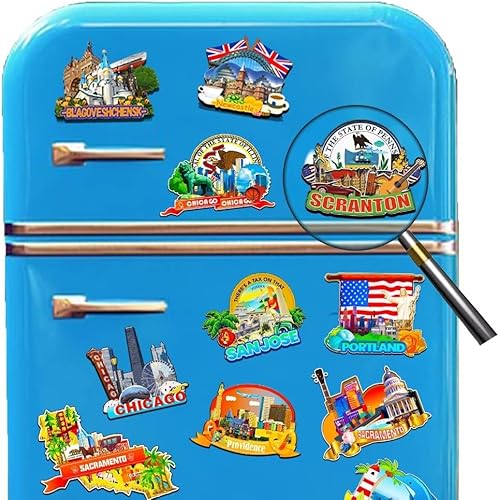 Miniatura 4 de Scranton Pennsylvania USA - Imán de madera para nevera 3D, monumentos coleccionables de viaje, decoración hecha a mano -1825