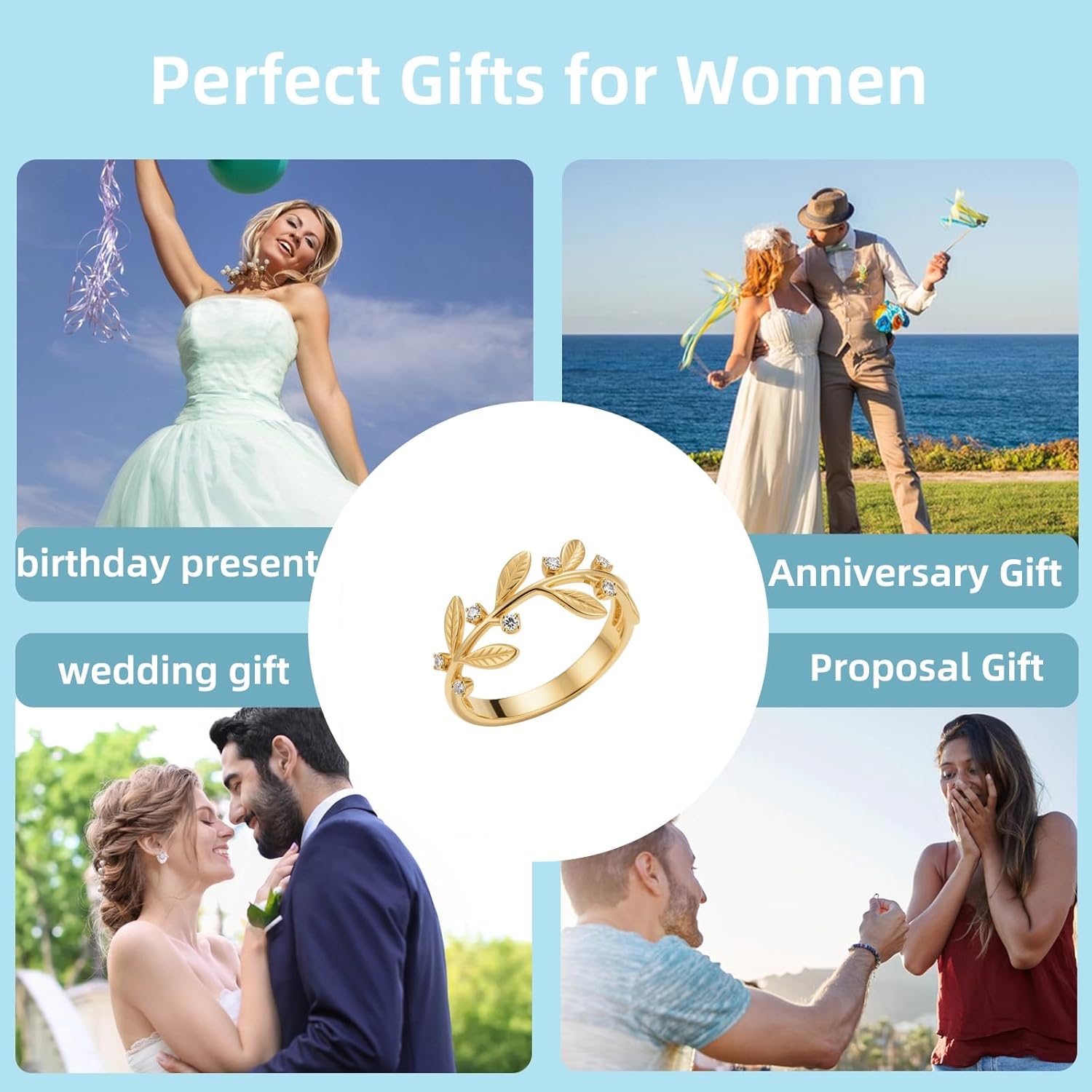 Personalized Leaf Vine Ring for Women 925 Sterling Silver Promise Rings Jewelry Gift for Birthday Christmas Anniversaries