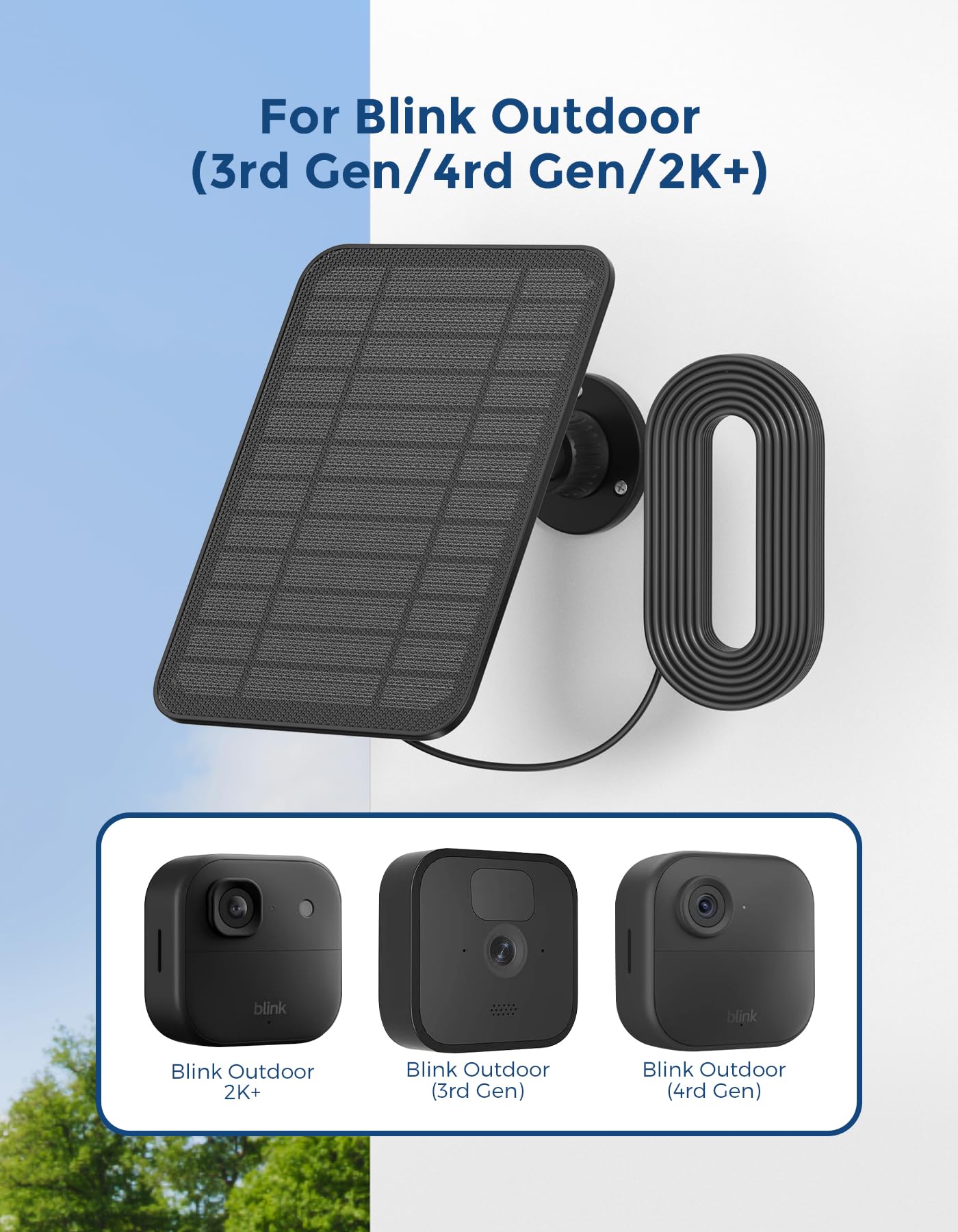 Solar Panel for Blink Outdoor 4Outdoor(3rd Gen) Outdoor 2K+Blink XT2XT3XT Camera,Built-in 5000mAh Battery,IP67 Waterproof,360° Adjustable Mount - 3