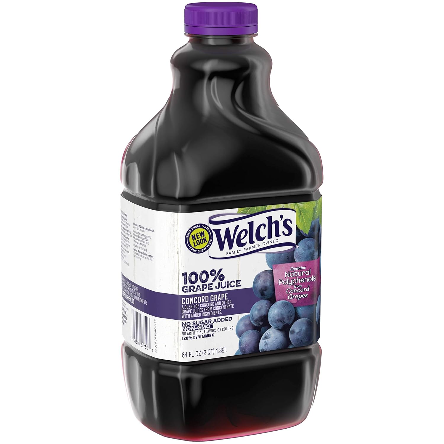 Welch's 100% Juice, Concord Grape, No Sugar Added, 64 Ounce Bottles (Pack of 8)