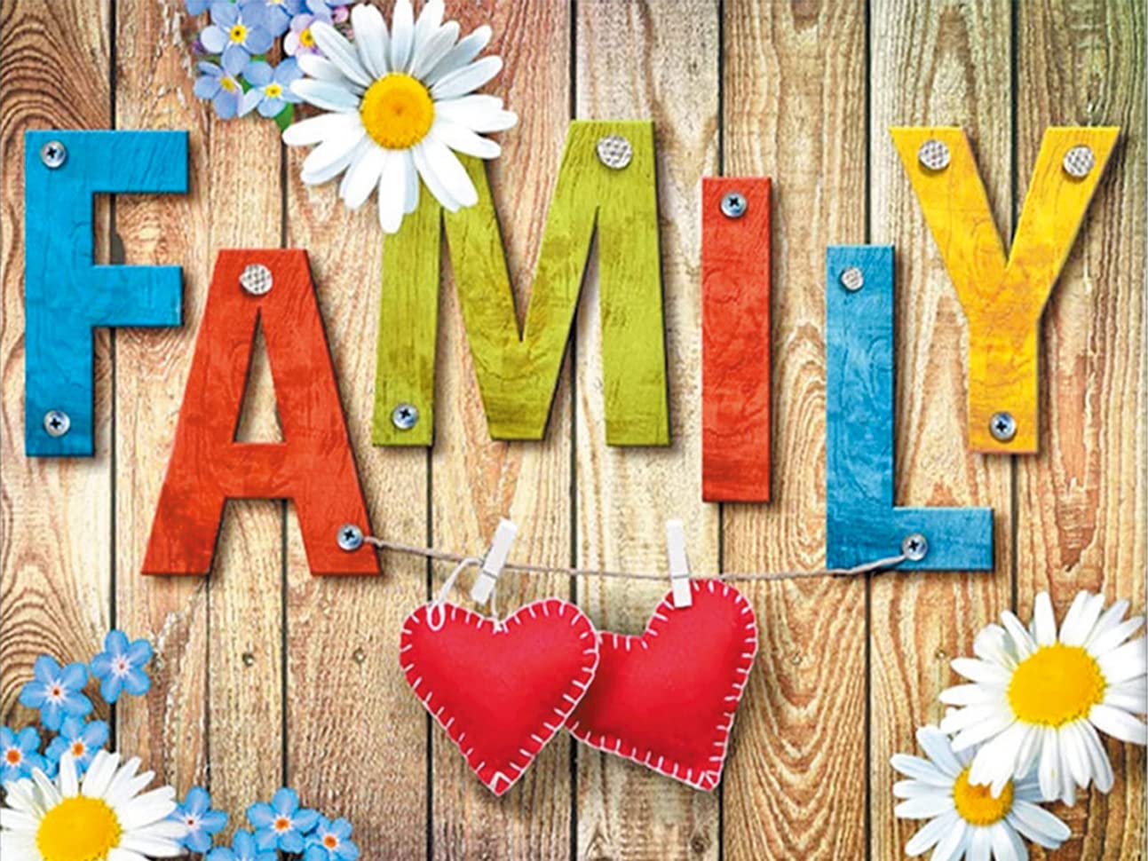 Own4b Family Cross Stitch Kits Stamped, Love Printed Pattern 11Ct 14.2X18.1 Inch Diy Embroidery Kit (Family)