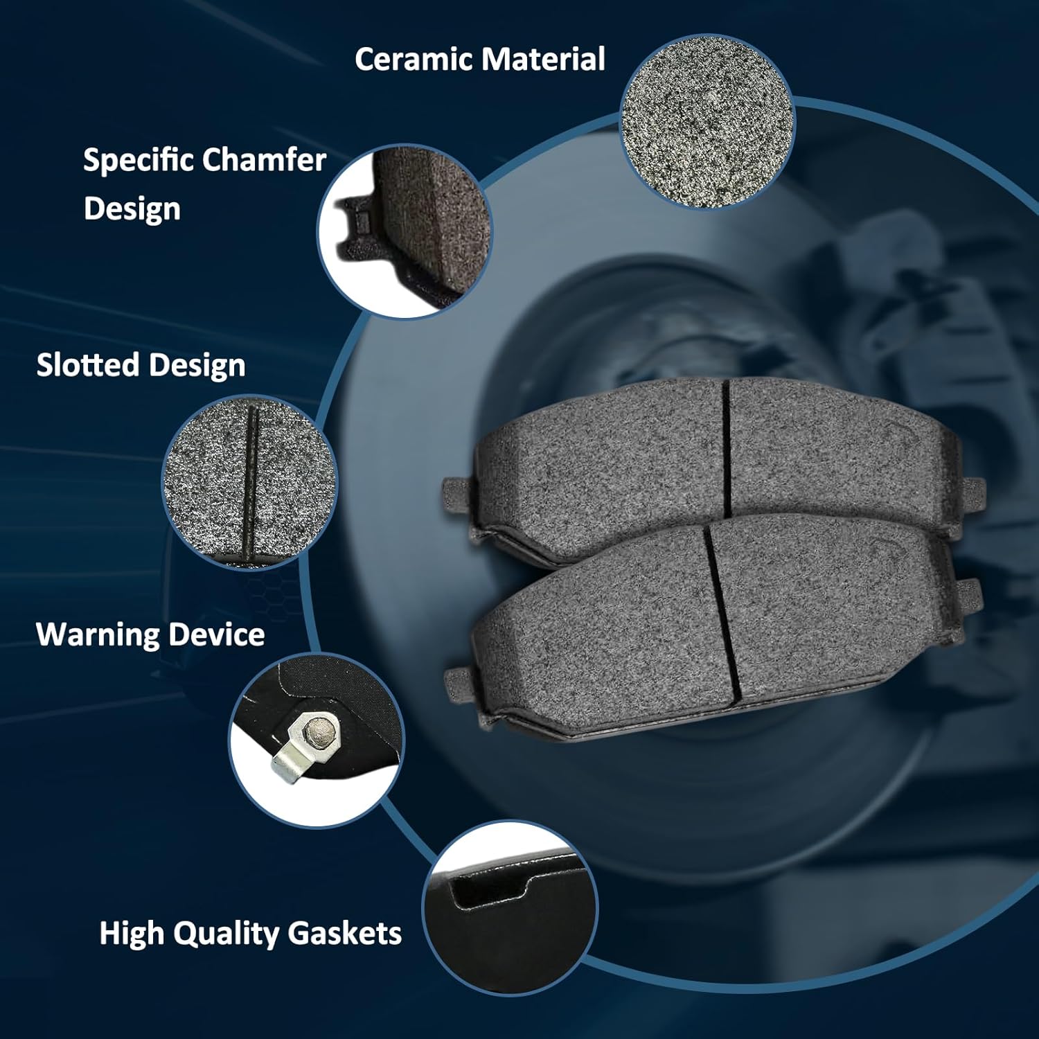 Front Rear Ceramic Brake Pads Kits 8Set Fit For Ram 1500 2019 2020 2021 2022 2023, For Jeep Wagoneer 2022, D2169 D2179