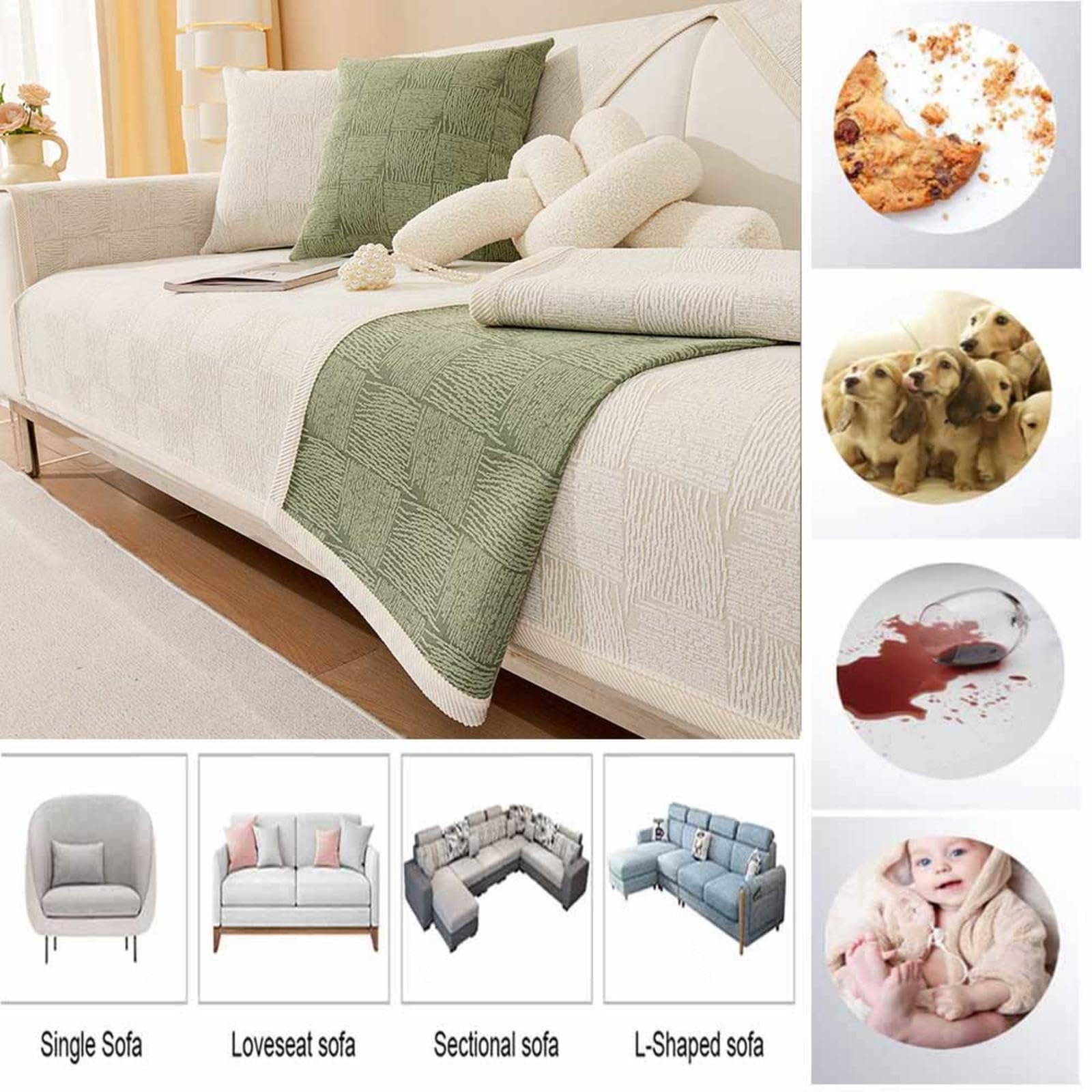 Copridivano antiscivolo, impermeabile, a prova di gatto, resistente allo sporco, Q-110 x 160 cm, perfetto per proprietari di casa e animali domestici
