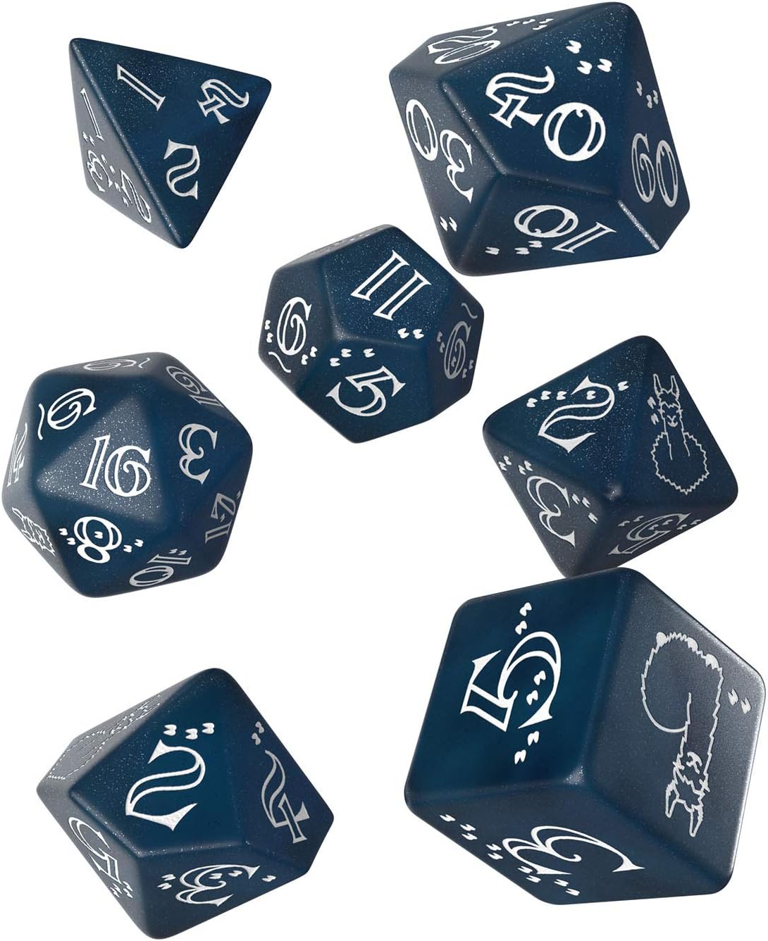 Q-Workshop Shimmering Llama Dice Set (Glittering Dark Blue & White) (SLLA3F)