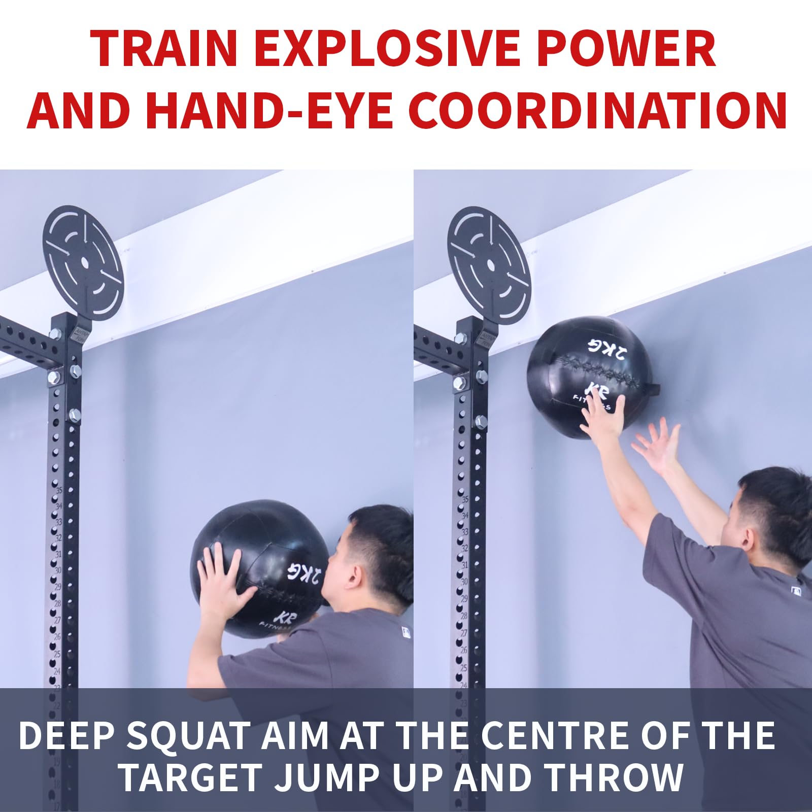 AHTAPFON Bersaglio da parete per rack montato con accessori di estensione, bersaglio palla medica per attacchi Power Squat, squash shot fitness per palestra domestica
