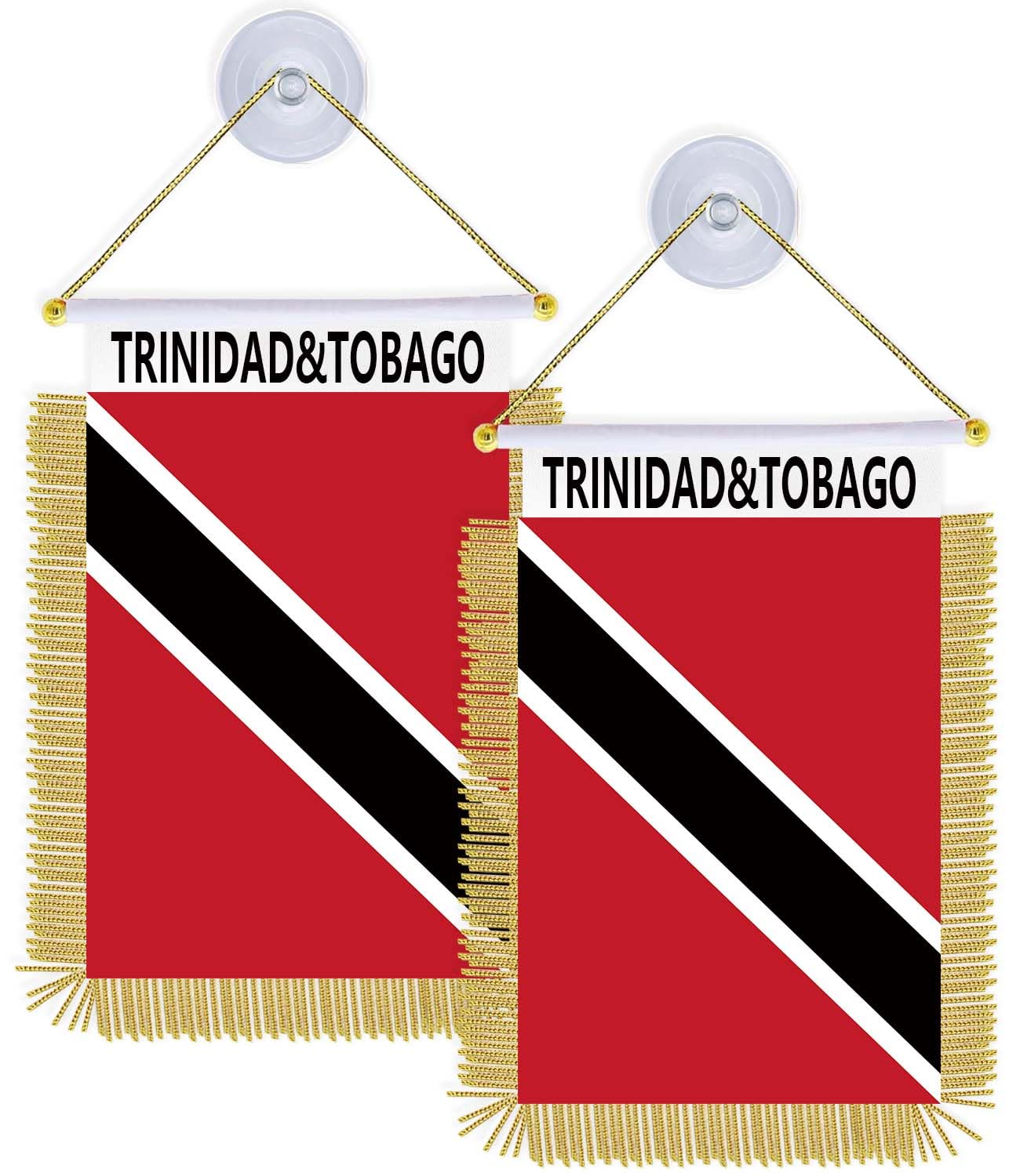 2PCS Trinidad Suction Cup Hanger Hang Flag,4×6 inch Small Trinidadian Hanging Banner,Tiny Printing Decor For Office Home Table Car — image 1
