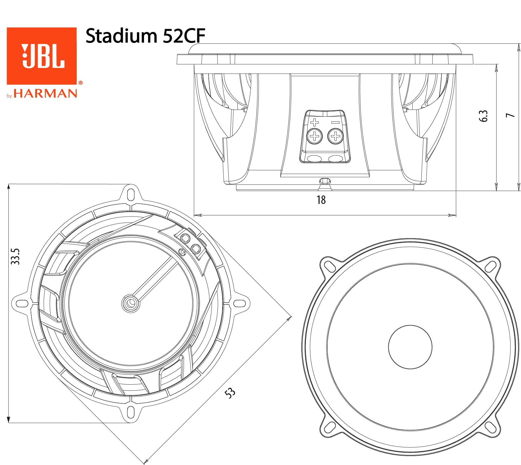 JBL Stadium 52CF Harman Kardon 2-drożny zestaw głośników samochodowych 13 cm - głośnik samochodowy system dźwiękowy komponentów 240 W - Echo Auto 133 mm z oddzielnymi przejściami i głośnikami